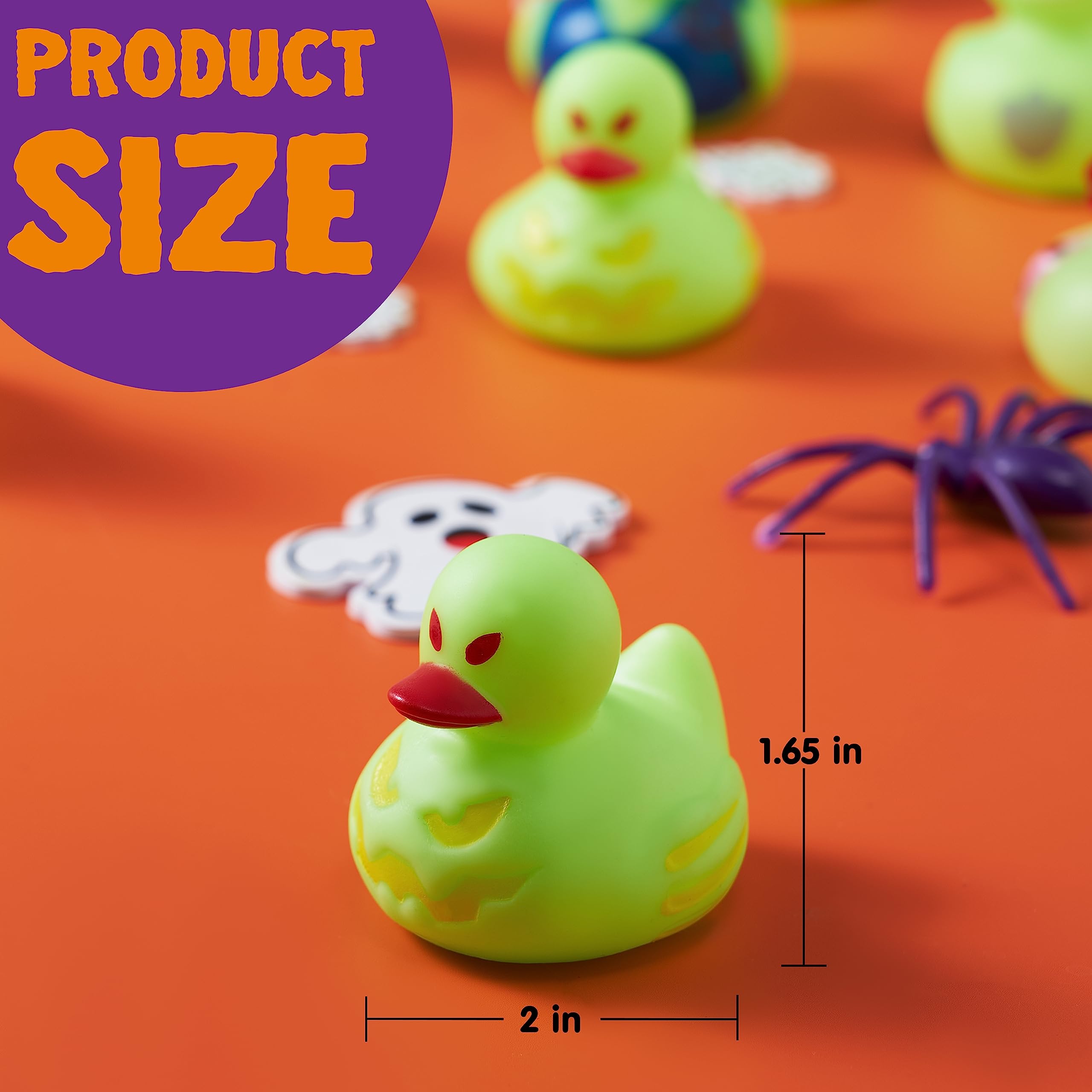 JOYIN 12 PCS Halloween Glow Ducks Bath Toys, Rubber Duckies for Trick or Treating Goodie Bag Fillers, Glow in The Dark Ducky Duck for Halloween Party Favors Decorations School Classroom Prizes detail image 6