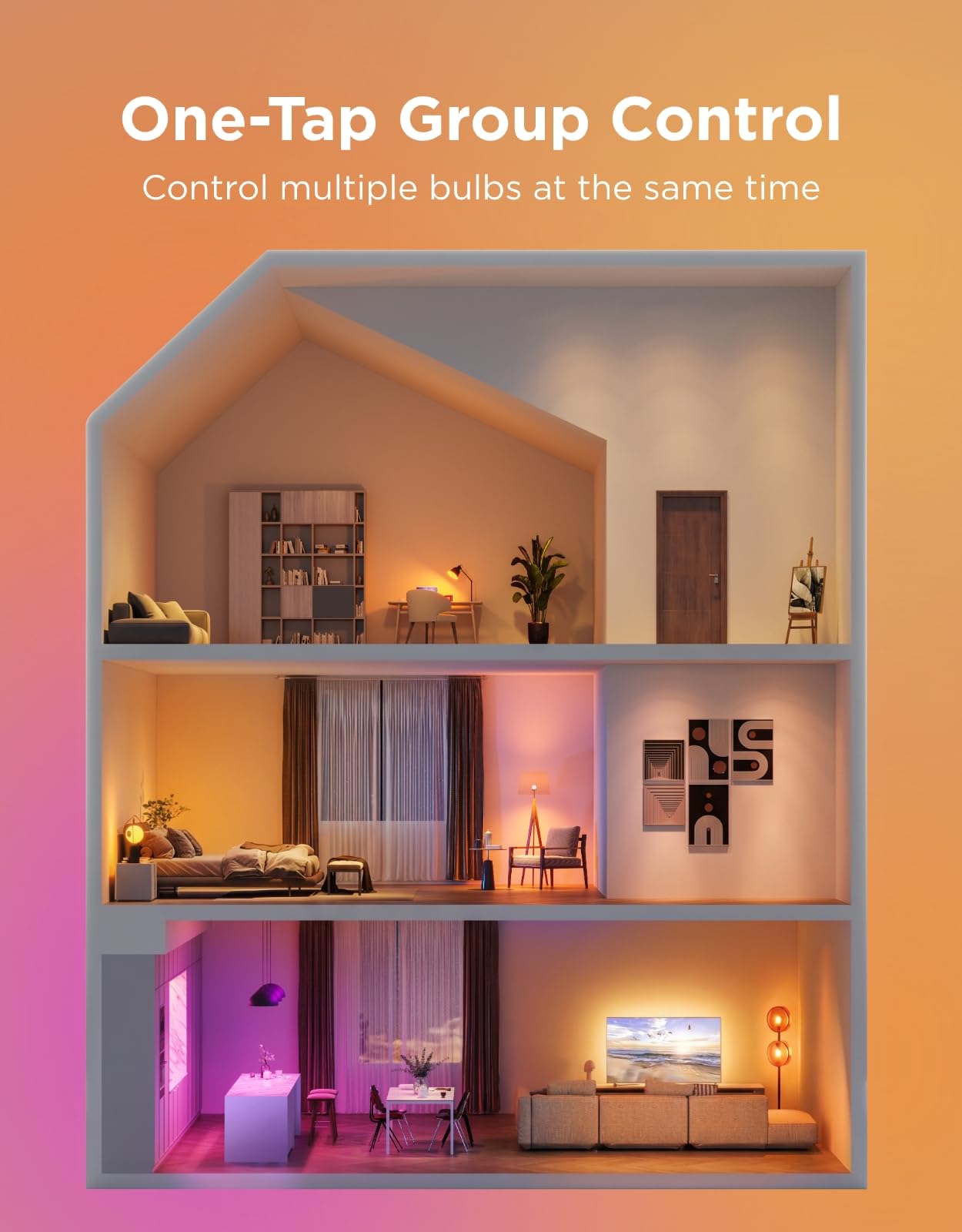 Govee Smart Light Bulbs, Color Changing Light Bulb, Work with Alexa and Google Assistant, 16 Million Colors RGBWW, WiFi & Bluetooth LED Light Bulbs, Music Sync, A19, 800 Lumens, 4 Pack detail image 9