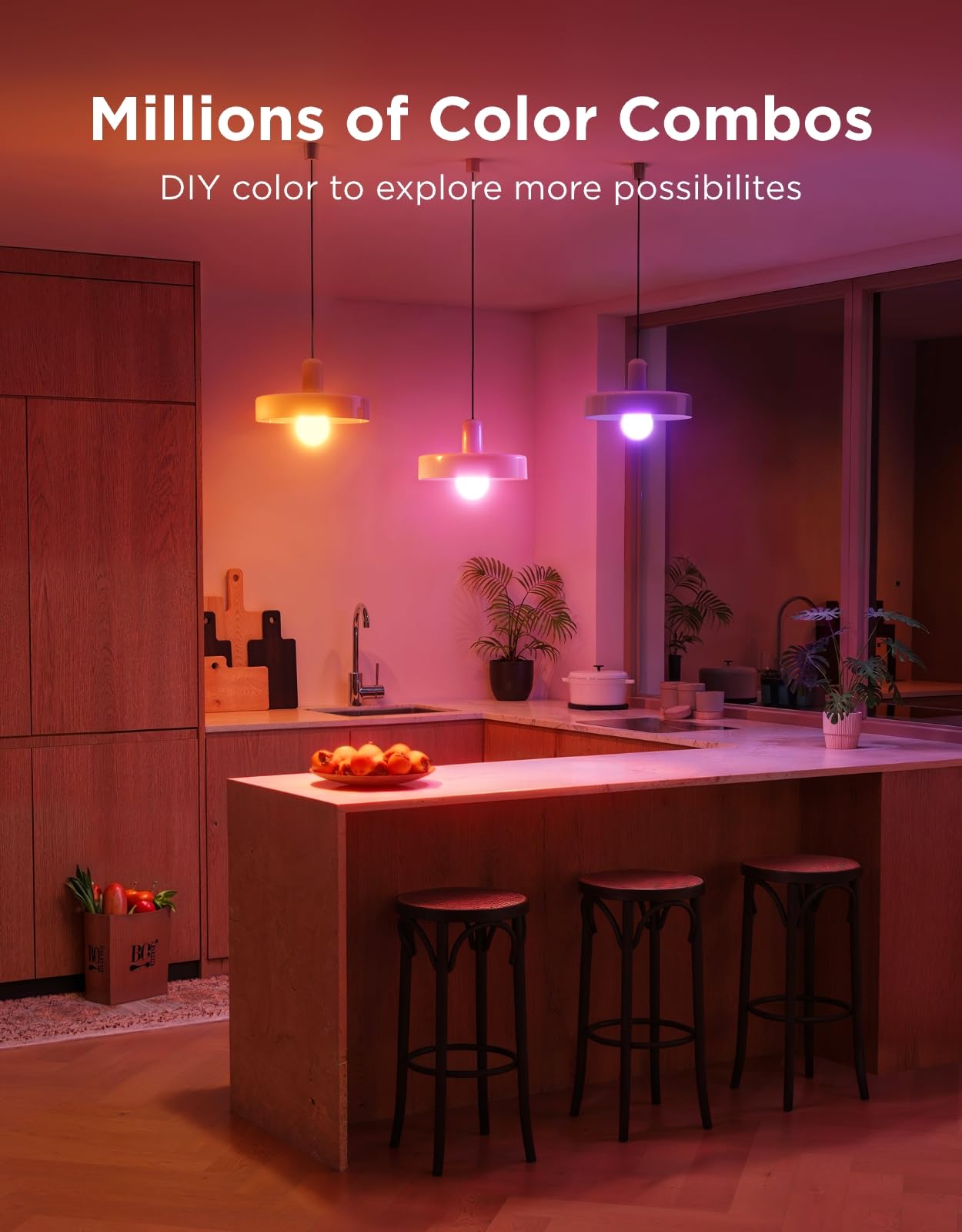 Govee Smart Light Bulbs, Color Changing Light Bulb, Work with Alexa and Google Assistant, 16 Million Colors RGBWW, WiFi & Bluetooth LED Light Bulbs, Music Sync, A19, 800 Lumens, 4 Pack detail image 2