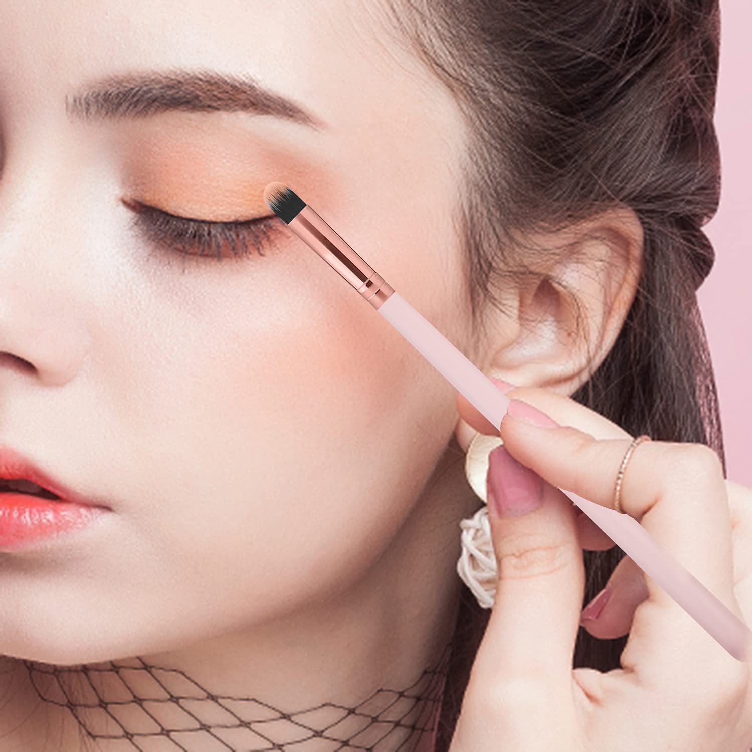 Real Perfection Makeup Brush Set 16 Pcs with 1 Eyebrow Razor Premium Synthetic Foundation Powder Concealers Eyeshadow Blush Makeup Brushes Make up Brushes Kit (Pink) detail image 8