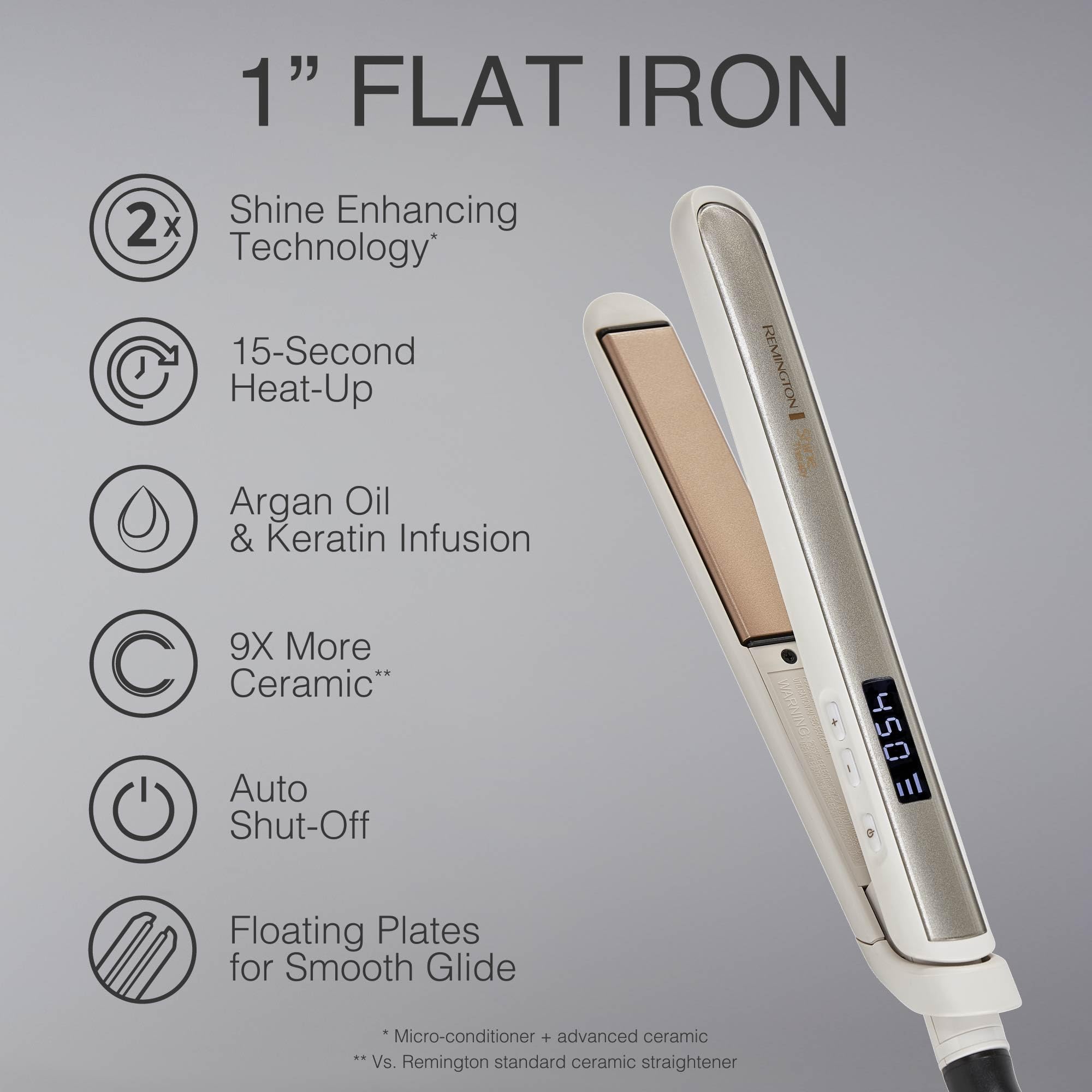 Remington Shine Therapy 1 Inch Hair Straightener, Argan Oil & Keratin detail image 2