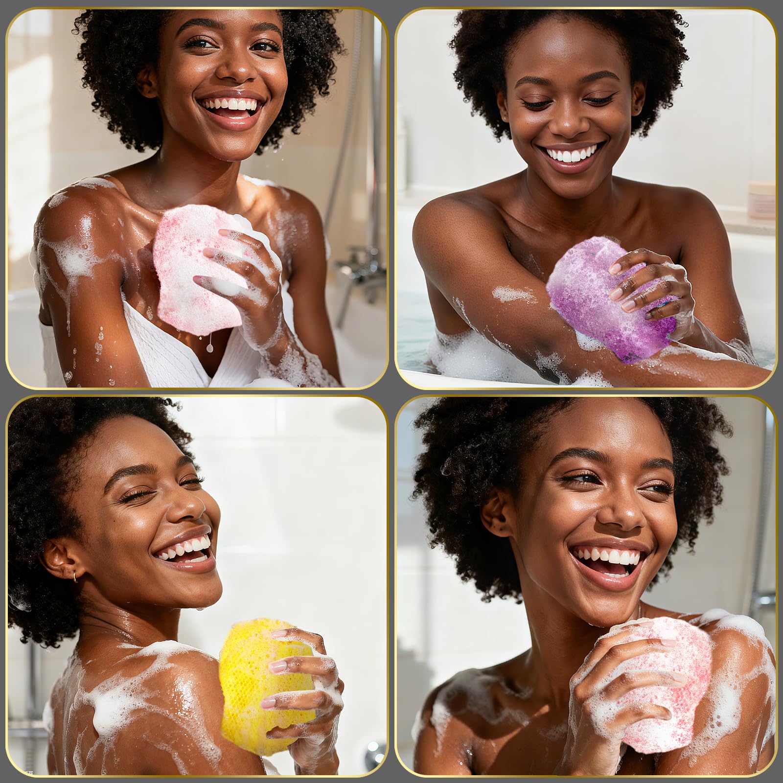 3-Pack Long African Mesh Bath Exfoliating Scrub Cloths (Pink/Yellow/Purple) detail image 7