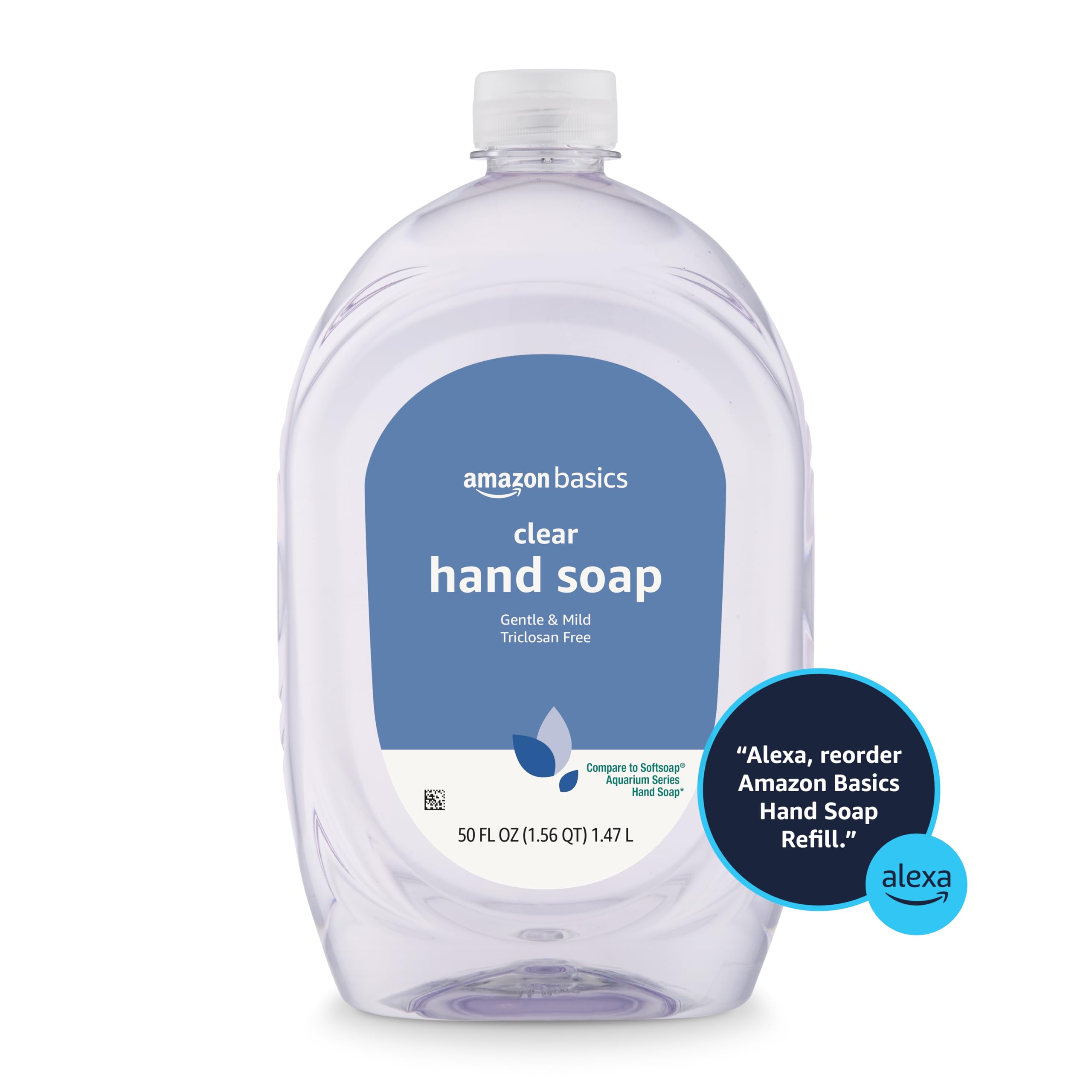 Amazon Basics Gentle & Mild Clear Liquid Hand Soap Refill, Triclosan-Free, Dermatologist-Tested, pH Balanced, Cruelty-Free, 50 Fluid Ounces, 1-Pack (Previously Solimo) detail image 5