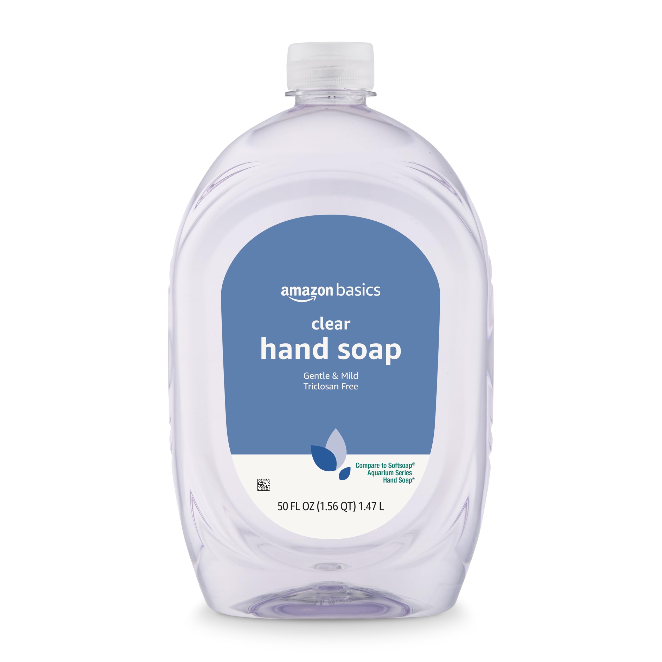 Amazon Basics Gentle & Mild Clear Liquid Hand Soap Refill, Triclosan-Free, Dermatologist-Tested, pH Balanced, Cruelty-Free, 50 Fluid Ounces, 1-Pack (Previously Solimo) detail image 1