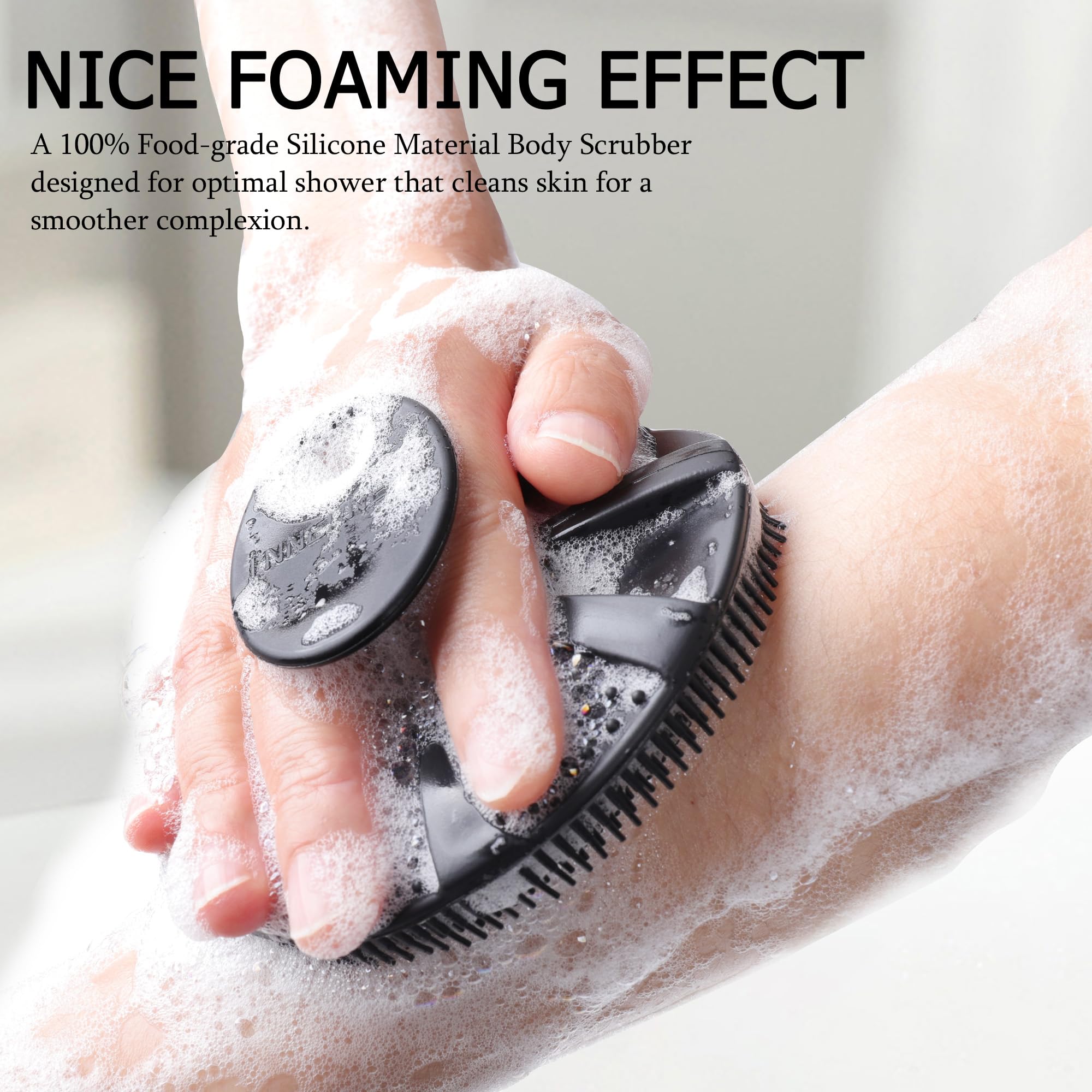 INNERNEED Food-Grade Soft Silicone Body Scrubber Shower Brush, Black detail image 2