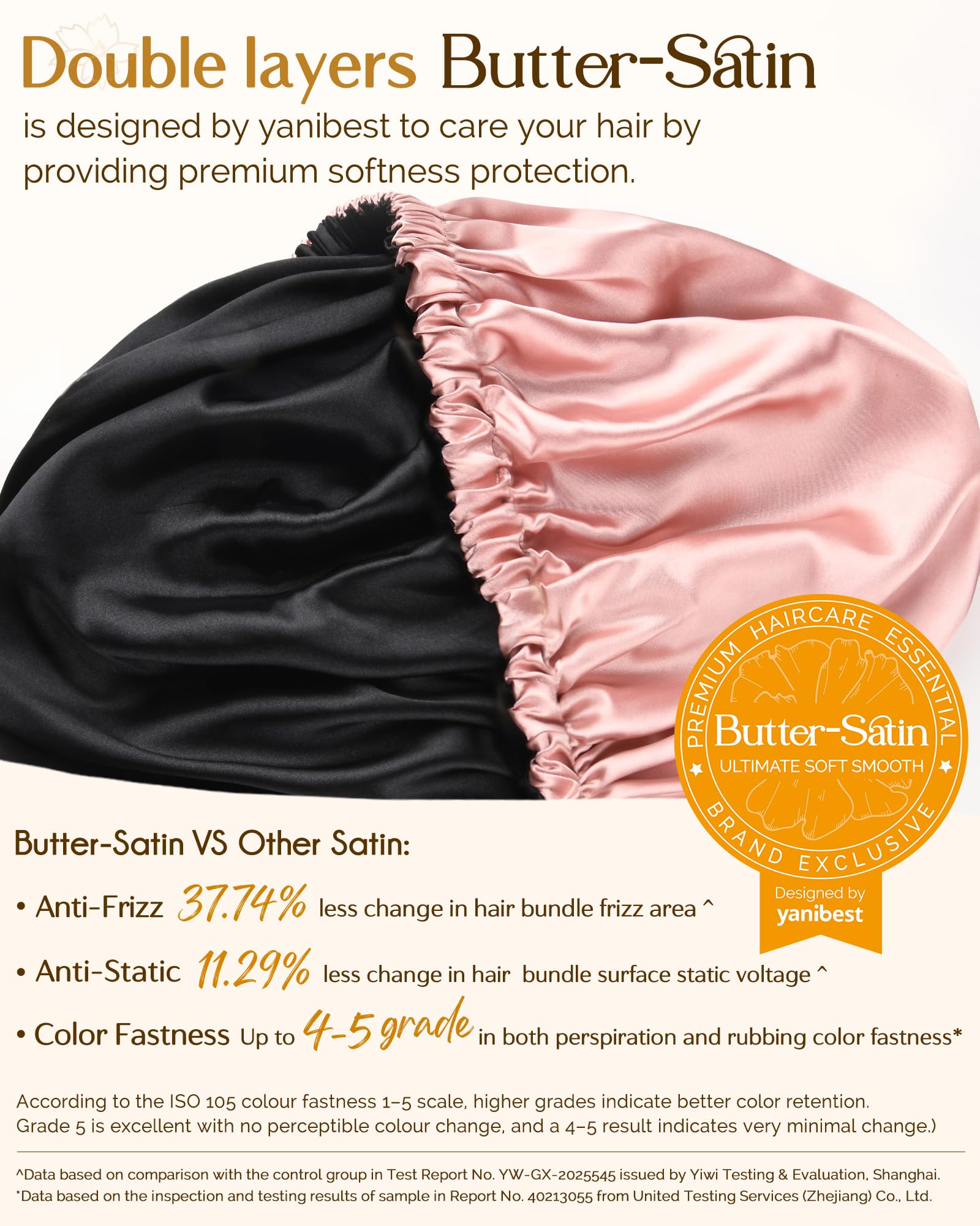 YANIBEST Adjustable Satin Bonnet Double Layer Hair Bonnet for Sleeping Bonnets for Women Hats Curly Natural Hair, Blush Pink detail image 4