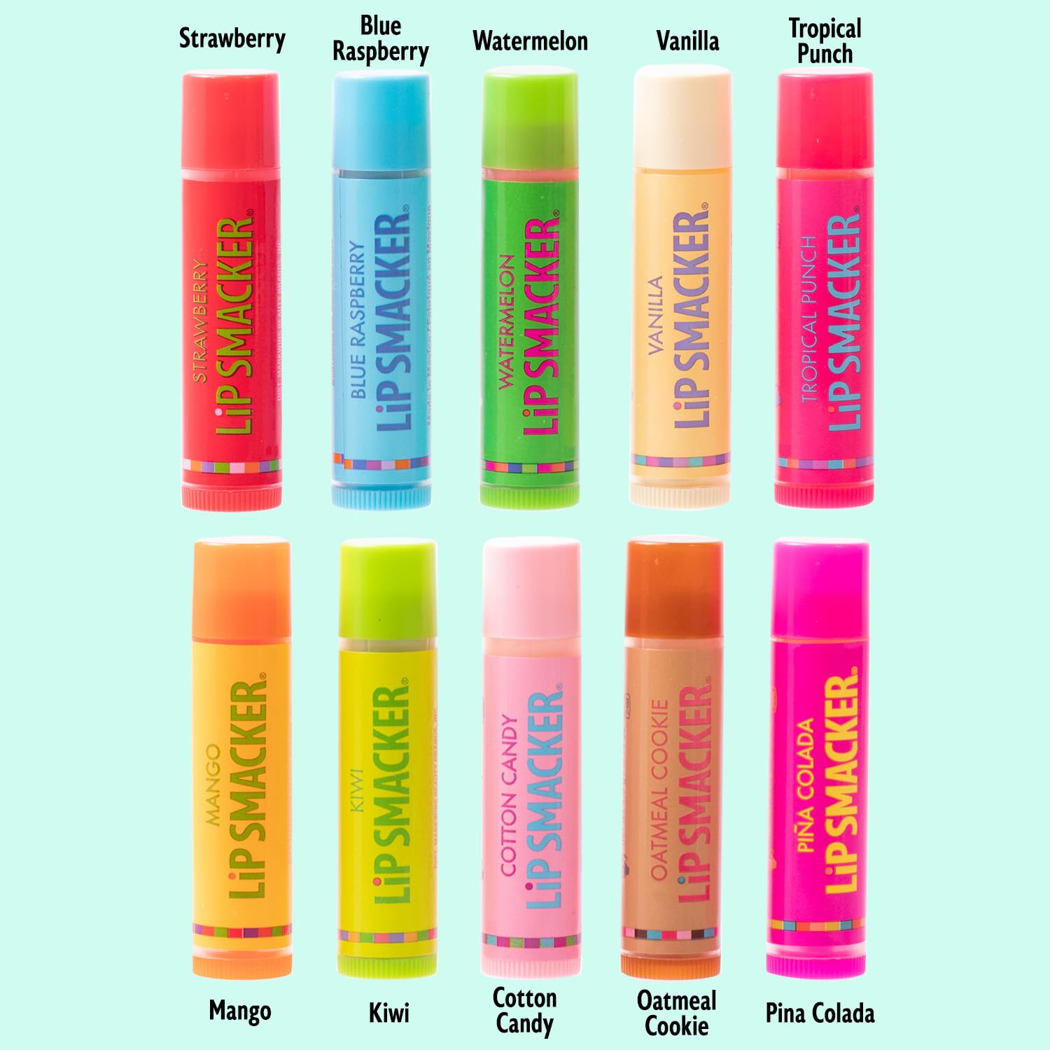 Lip Smacker Original & Best Party Pack - 10 Moisturizing Lip Balms, Classic Flavors, Hydrating & Protecting - Cruelty-Free- Oatmeal Cookie detail image 2