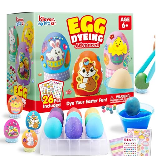 Klever Kits 20-Piece Easter Egg DIY Decoration Set with Gradient Dye Sheets, Egg Racks & Stickers — Party Gift & Egg Hunt detail image 8