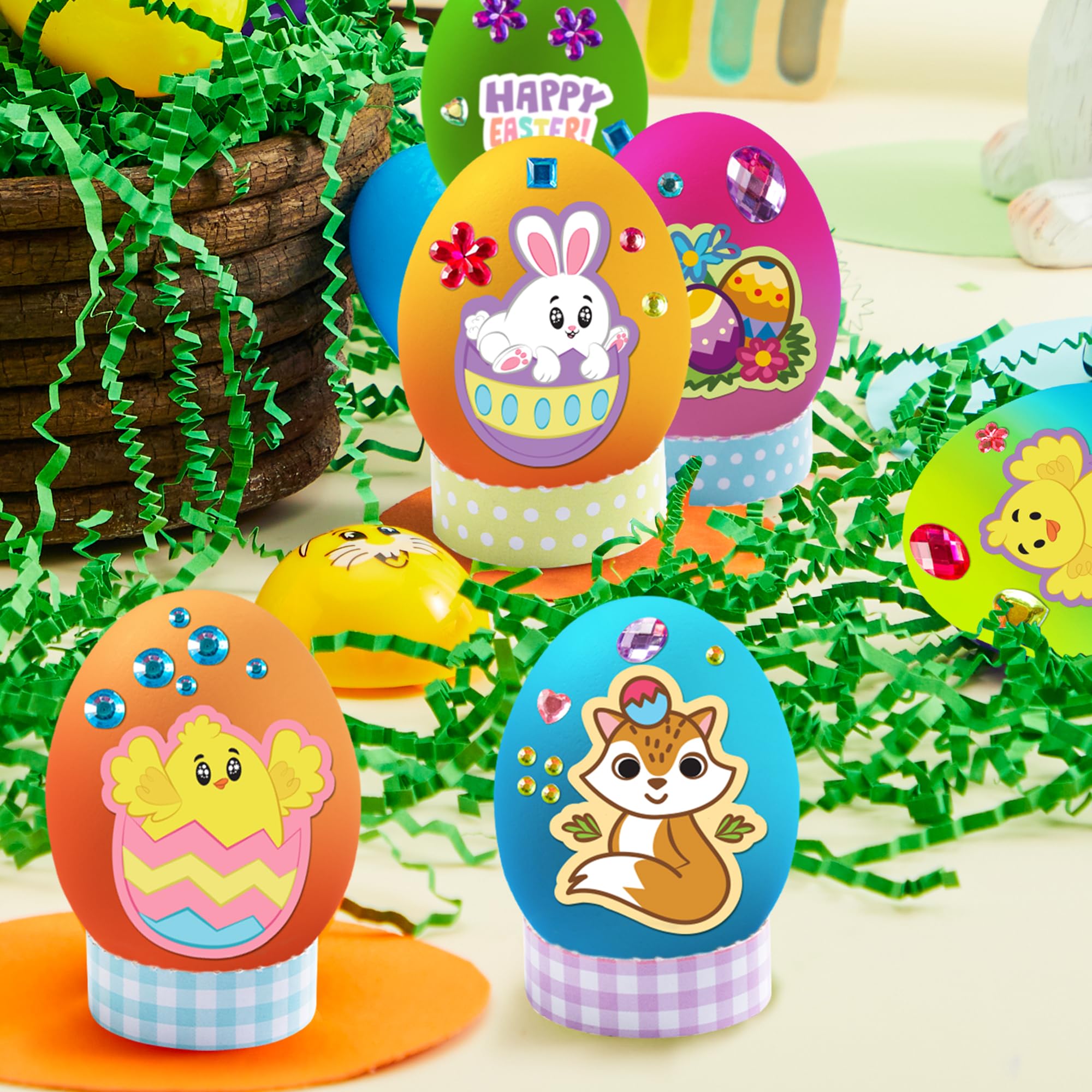 Klever Kits 20-Piece Easter Egg DIY Decoration Set with Gradient Dye Sheets, Egg Racks & Stickers — Party Gift & Egg Hunt detail image 7