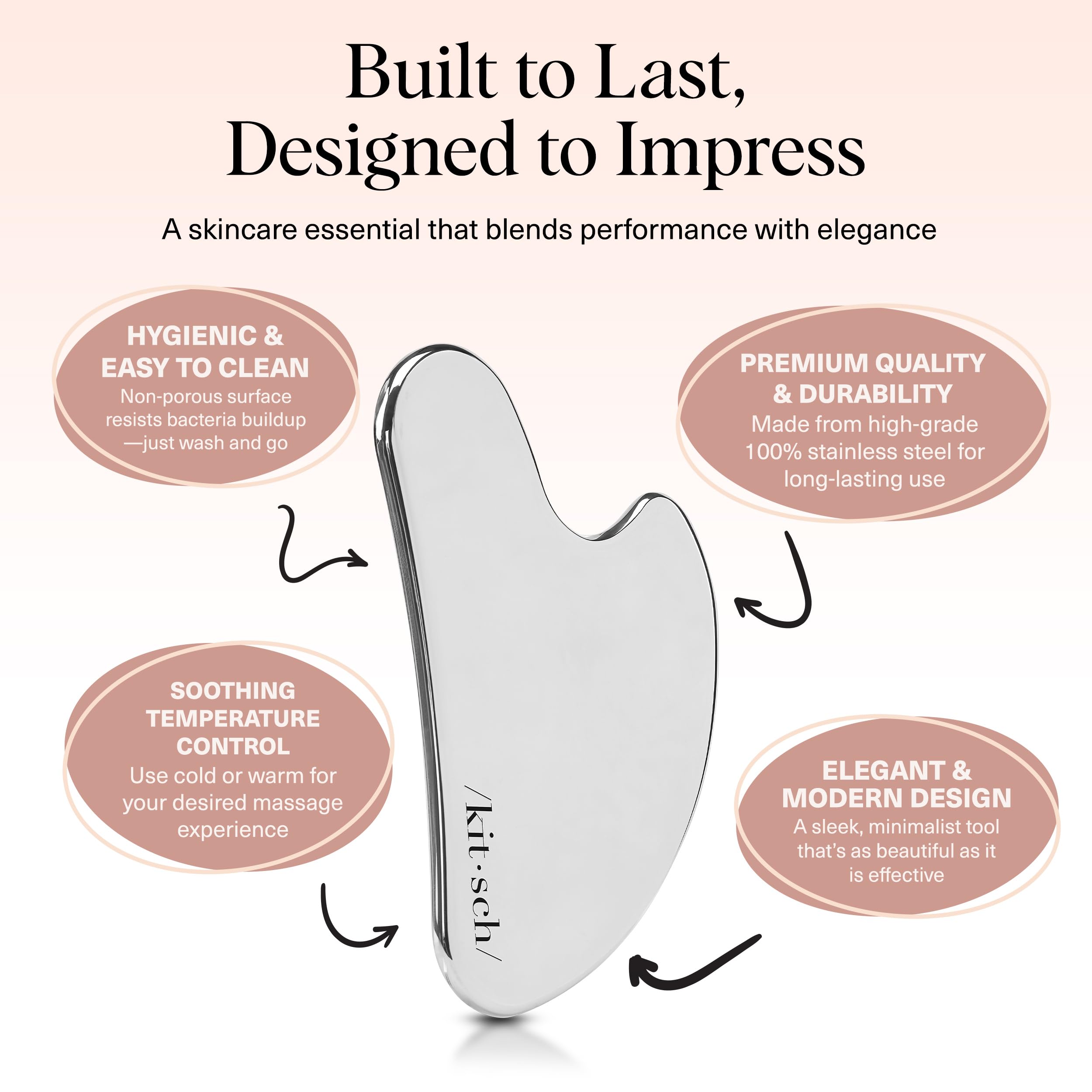 Kitsch Stainless Steel Gua Sha Facial Tool – Face Sculpting, Neck Massager, Double Chin Reducer, Lymphatic Drainage Massager – Silver detail image 5