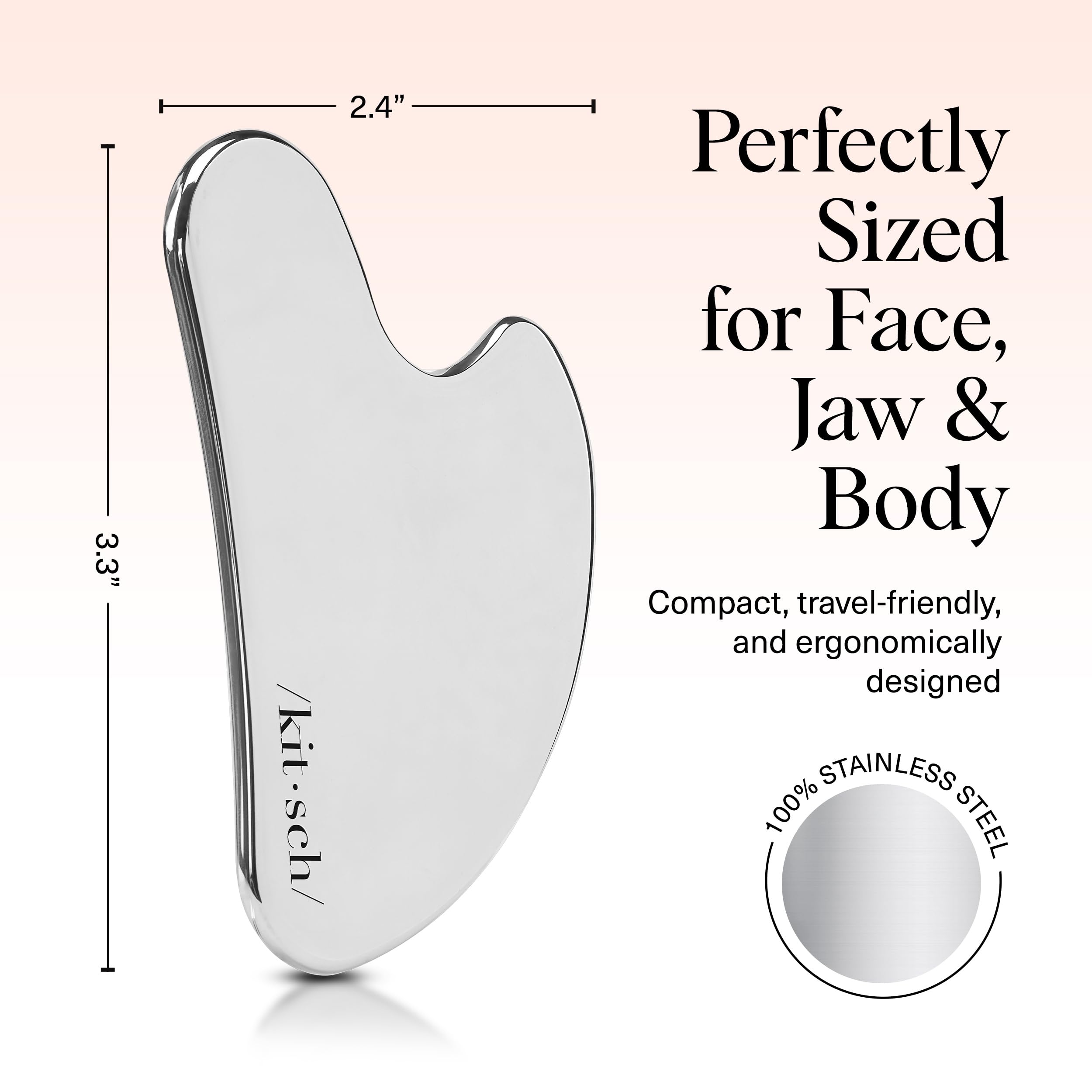 Kitsch Stainless Steel Gua Sha Facial Tool – Face Sculpting, Neck Massager, Double Chin Reducer, Lymphatic Drainage Massager – Silver detail image 6