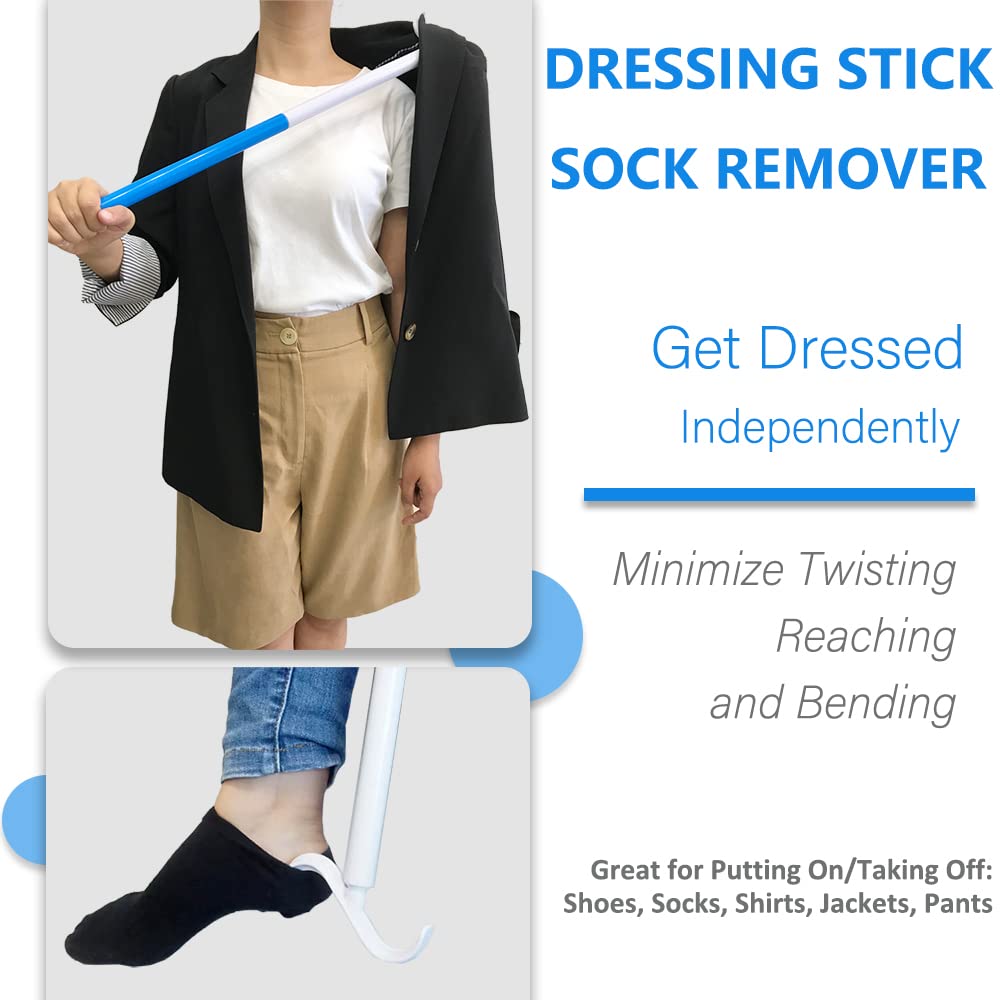 35. 5 Inch Long Handled Shoe Horn, Dressing Stick, Sock Remover Aid Helper - Versatile, Adjustable Dressing Aid for Shoes, Socks, Shirts, Pants - Long Shoe Horn, Shoe Horn Long Handle for Seniors detail image 3