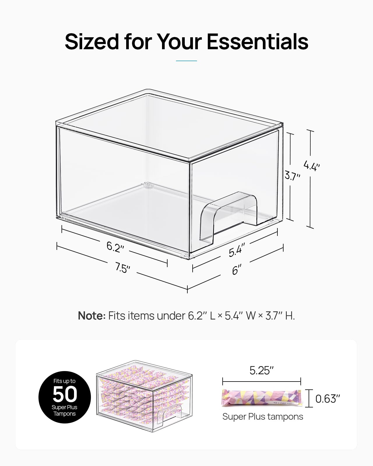 Vtopmart 4 Pack Small Clear Stackable Storage Drawers, Fits Narrow Spaces detail image 2
