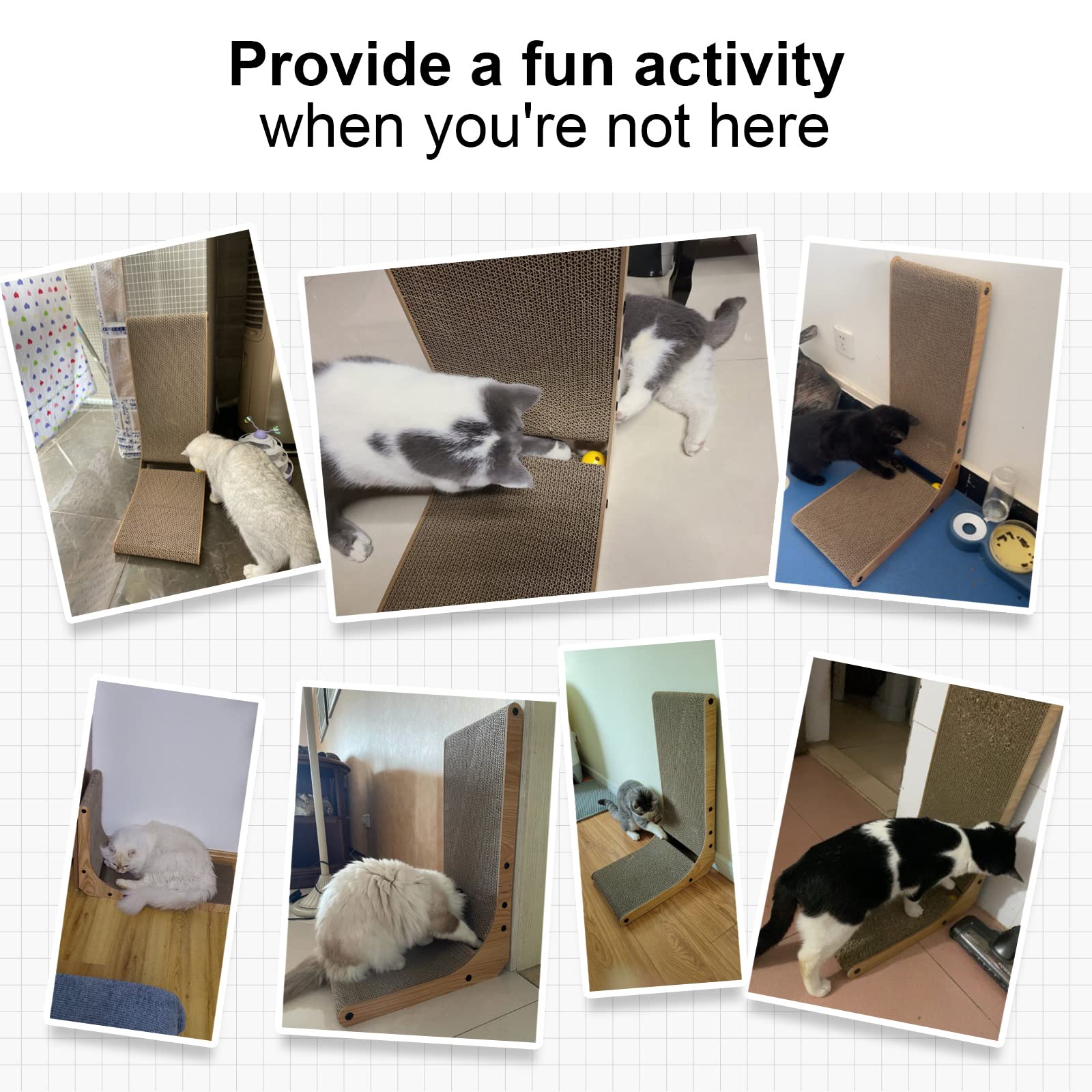 FUKUMARU Cat Scratcher, 26. 8 Inch L-Shaped Wall/Floor Scratching Pad with Rolling Ball, Large Cardboard Scratcher for Indoor Cats detail image 7