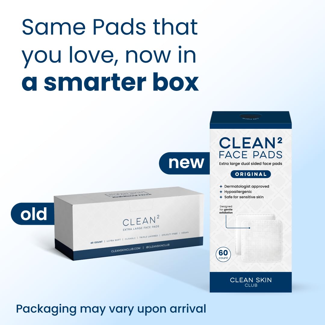 Clean Skin Club Clean² 2. 0 Extra-Large 3-Layer Disposable Makeup Removal Pads — Textured & Ultra-Soft Double-Sided, Upgraded Lint-Resistant, Tear-Resistant detail image 2