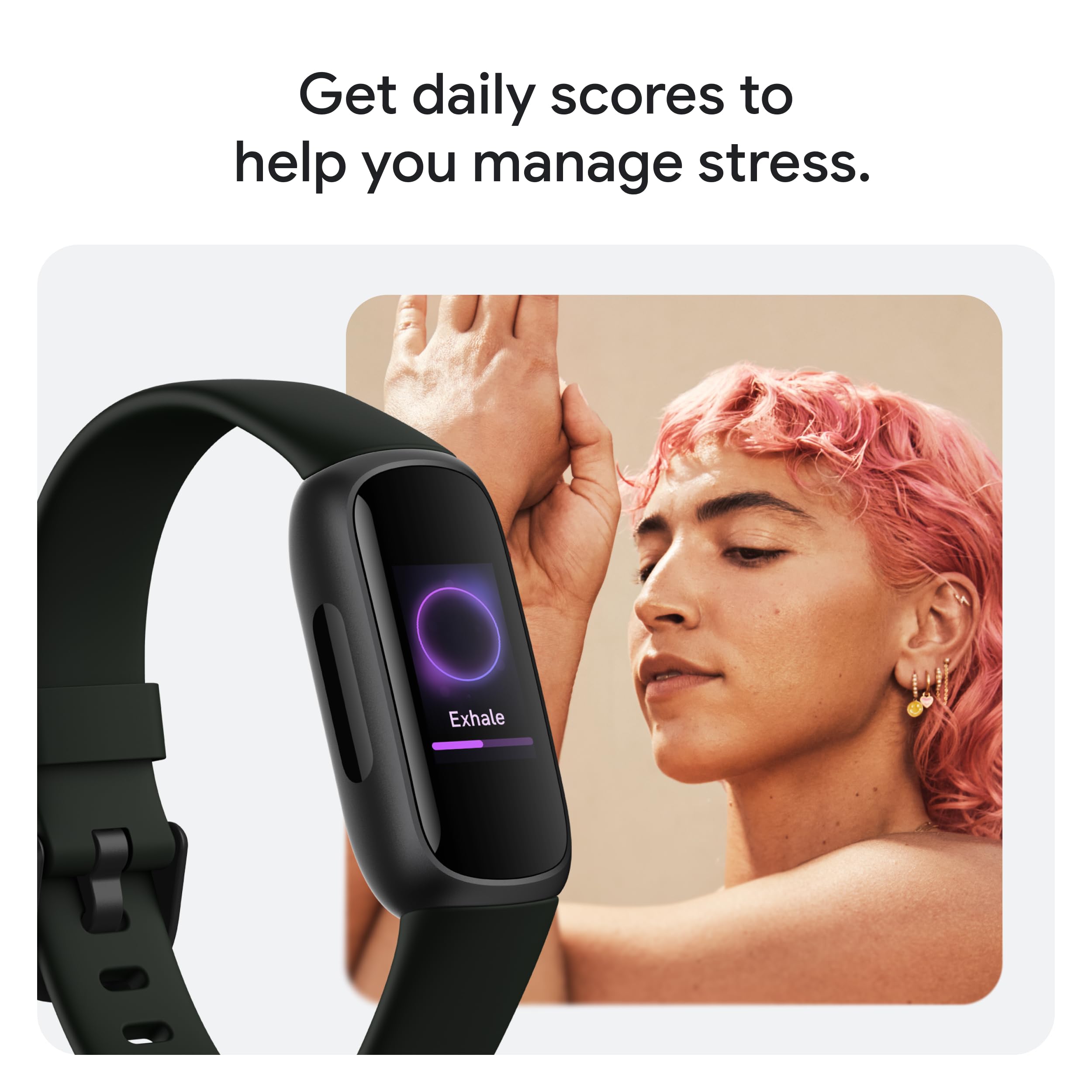Fitbit Inspire 3 Health & Fitness Tracker with Stress Management, Workout Intensity, Sleep Tracking, 24/7 Heart Rate - 3-Month Google Health Premium Membership Included - Midnight Zen/Black detail image 6
