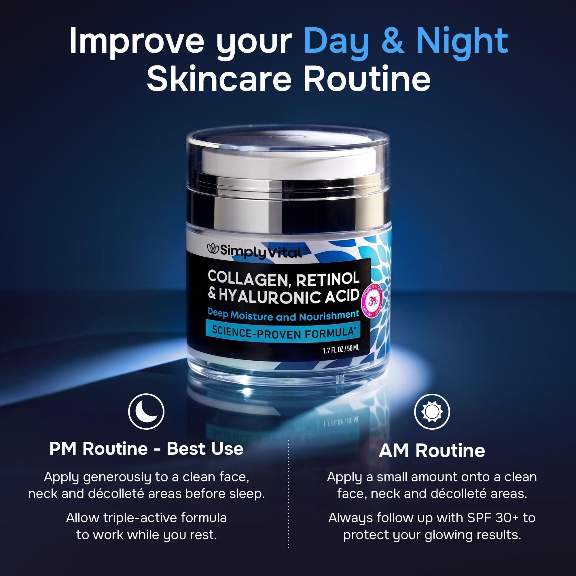 Anti-Aging Face & Neck Moisturizer with Retinol, Collagen & Hyaluronic Acid — 1. 7 fl oz detail image 4