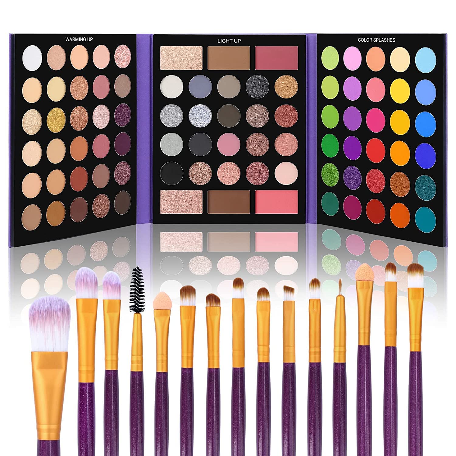 UCANBE 86 Colors Nude Eyeshadow Palette with 15pcs Makeup Brushes Set, Matte Glitter Long Lasting Highly Pigmented Waterproof Colorful Eye Shadow Contour Blush Powder Highlighter All in One detail image 1