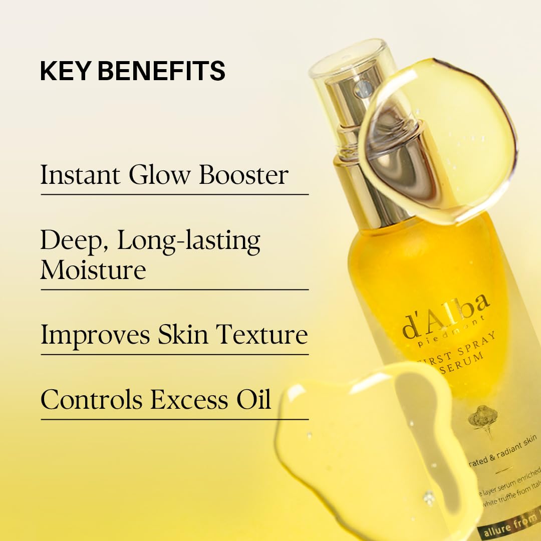 d'Alba Piedmont Italian White Truffle First Spray Serum (3. 38 fl oz) | Vegan Skincare, Hydrating Face Moisturizer, Makeup Setting Mist, Glow Serum, Non-Comedogenic, Korean Skincare detail image 6