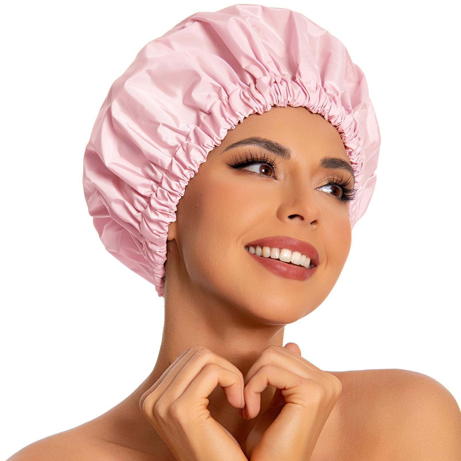 Edoneery Shower Caps for Women Reusable Waterproof, Shower Hair Cap detail image 1