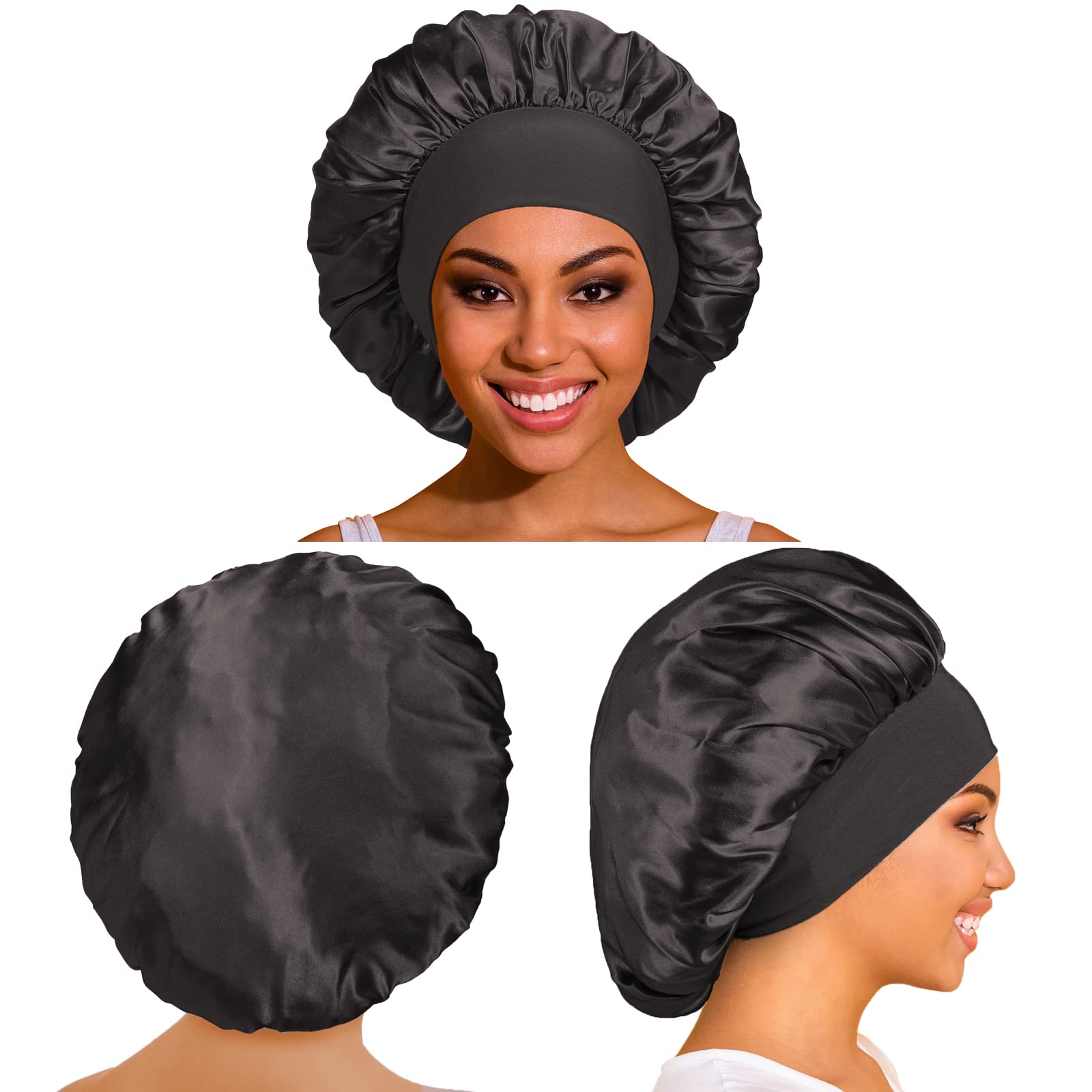 3PCS Bonnets for Women, Satin Bonnet Hair Bonnet for Sleeping detail image 2