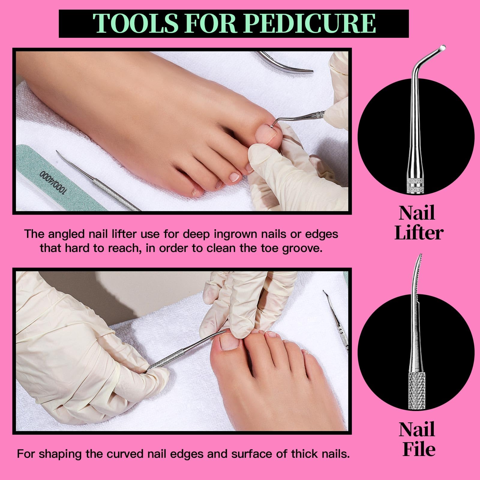 FANDAMEI Nail Care Kit, Nail Files 100/180, Nail Buffer Block, Cuticle Nippers, Cuticle Trimmer, Cuticle Pusher, Nail Tools, Nail Kit, Pedicure & Manicure Tools, Nail Prep Kit, Manicure Kit for Women detail image 5
