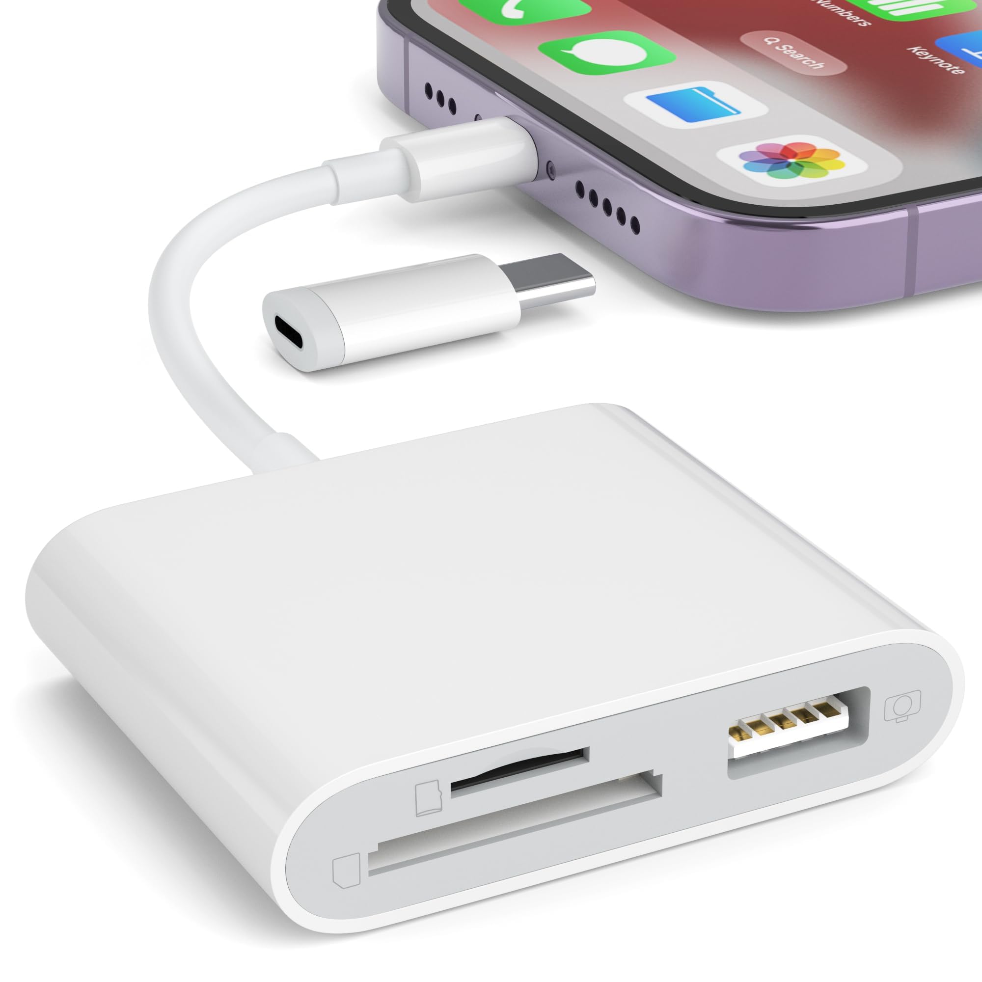 SZHAIYIJIN SD Card Reader for iPhone, Memory Card Reader with USB Camera Adapter Plug and Play Trail Game Camera Viewer Supports SD and TF Card MicroSD Card Adapter for iPad No App Required detail image 1