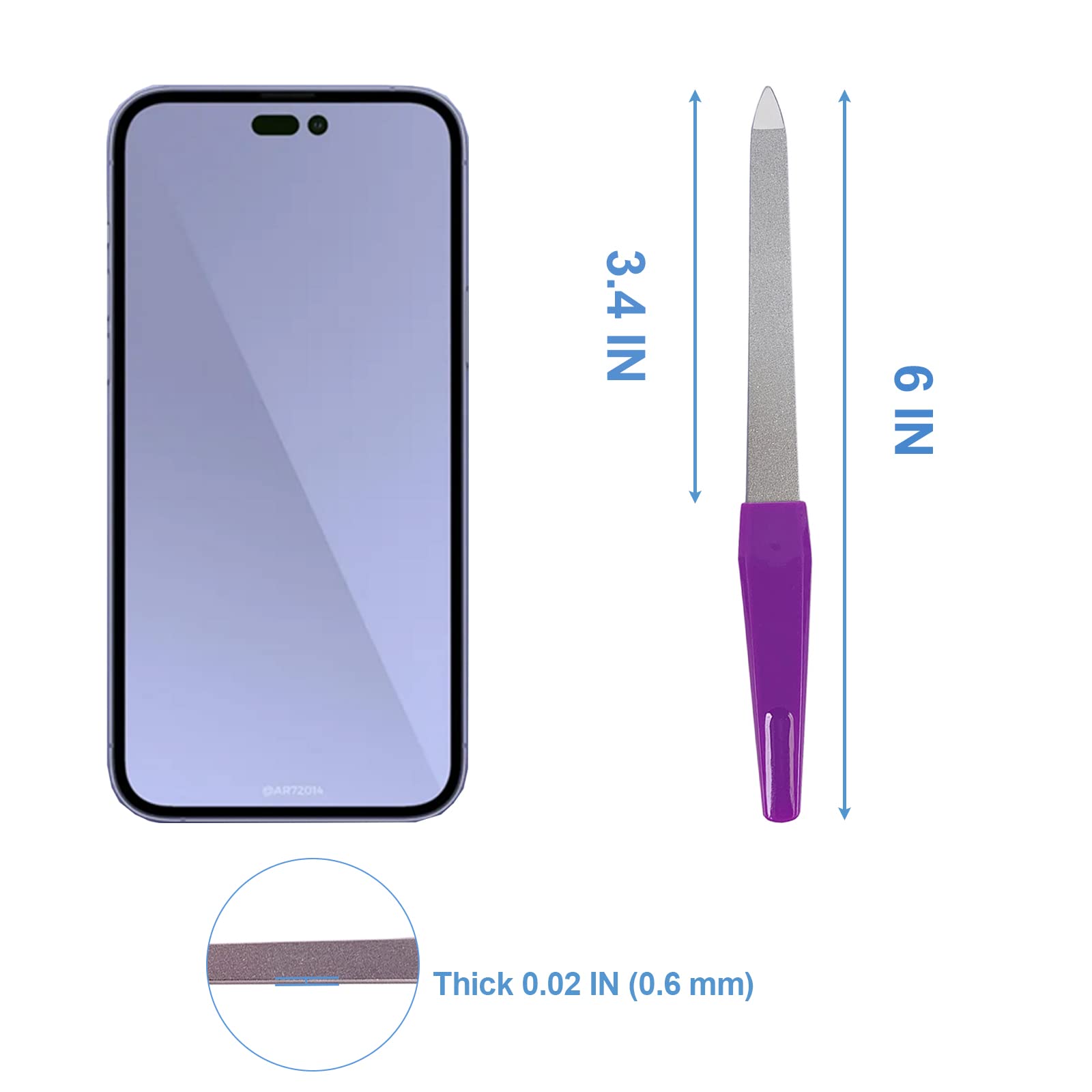 Metal Nail File (6 Pcs), Nail Files for Natural Nails Made of Stainless Steel, Sword Fingernail Files with Sharp Pointed Tip Non Slip Handle, Diamond Finger Nail Filers for Women Sapphire Grit detail image 5