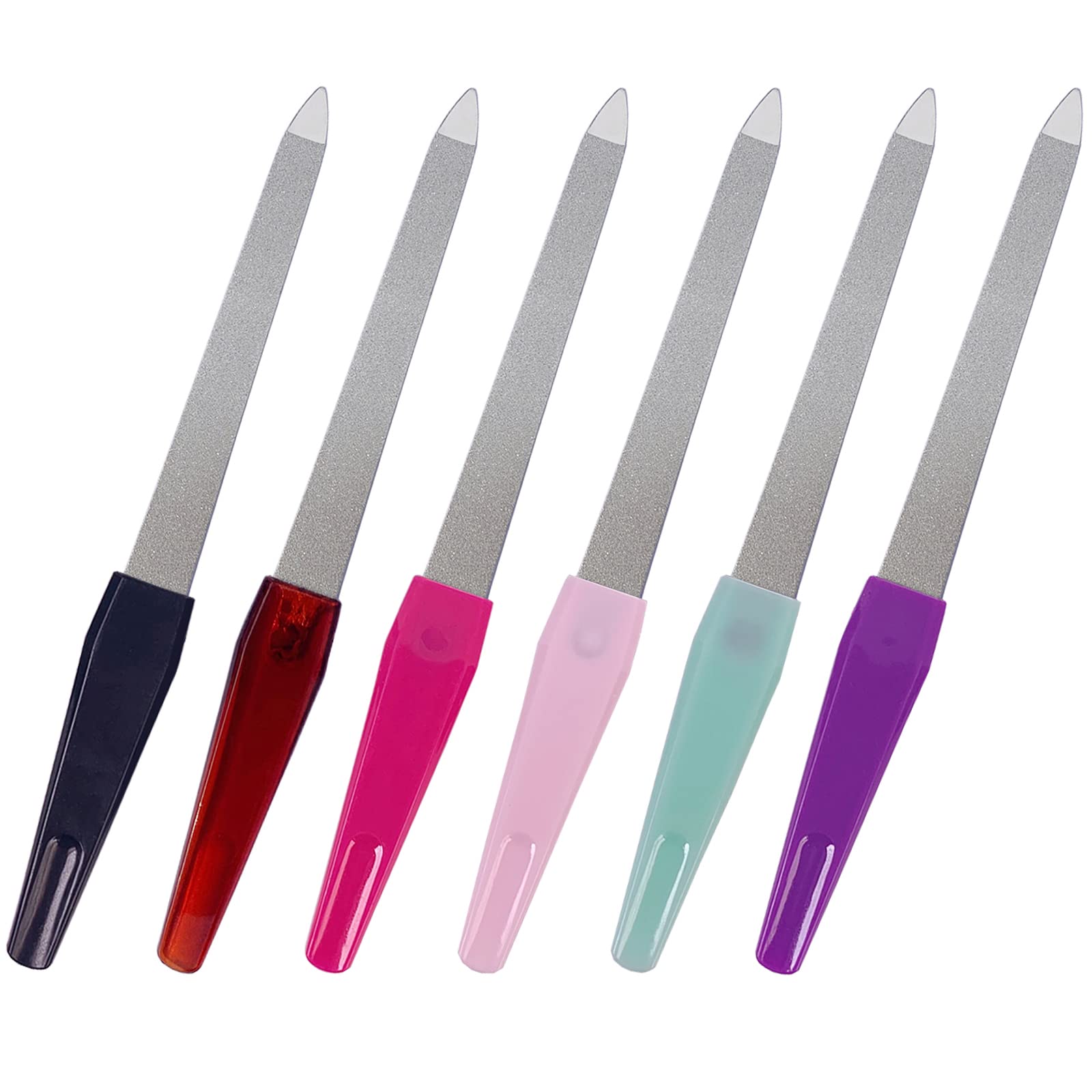 Metal Nail File (6 Pcs), Nail Files for Natural Nails Made of Stainless Steel, Sword Fingernail Files with Sharp Pointed Tip Non Slip Handle, Diamond Finger Nail Filers for Women Sapphire Grit detail image 1
