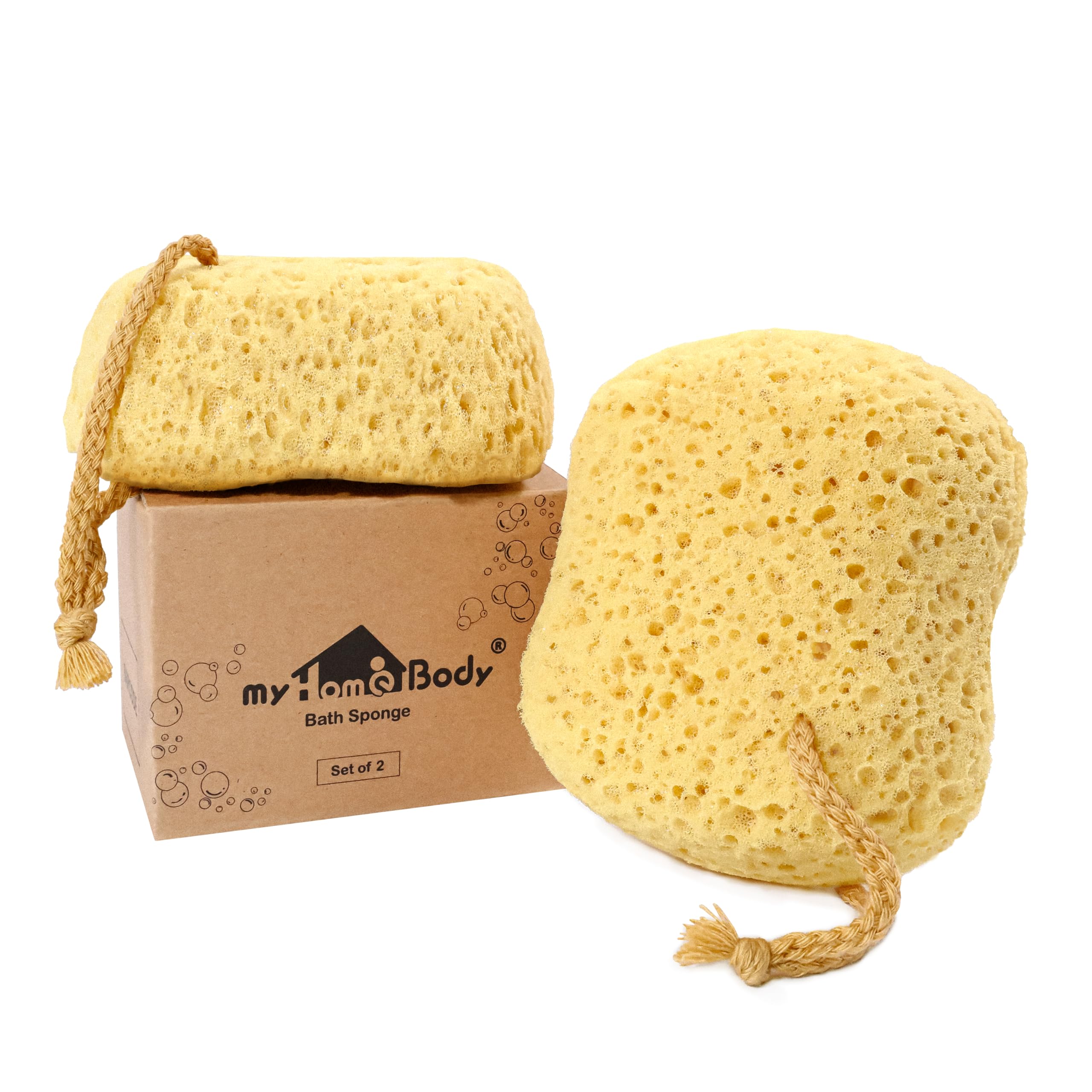 myHomeBody Bath Sponge, Foam Loofah, Shower Sponge for Body, Curvy, 2 Pack detail image 1
