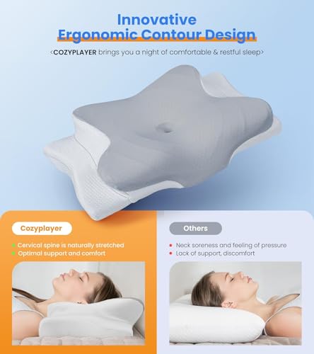 Ultra Pain Relief Cooling Ergonomic Memory Foam Pillow for Neck Support — Adjustable Contour Cervical Pillow for Side, Back, and Stomach Sleepers detail image 9