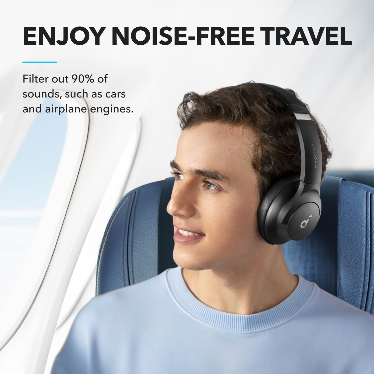Soundcore by Anker Q20i Hybrid Active Noise Cancelling Headphones, Wireless Over-Ear Bluetooth, 40H Long ANC Playtime, Hi-Res Audio, Big Bass, Customize via an App, Transparency Mode (Black) detail image 2