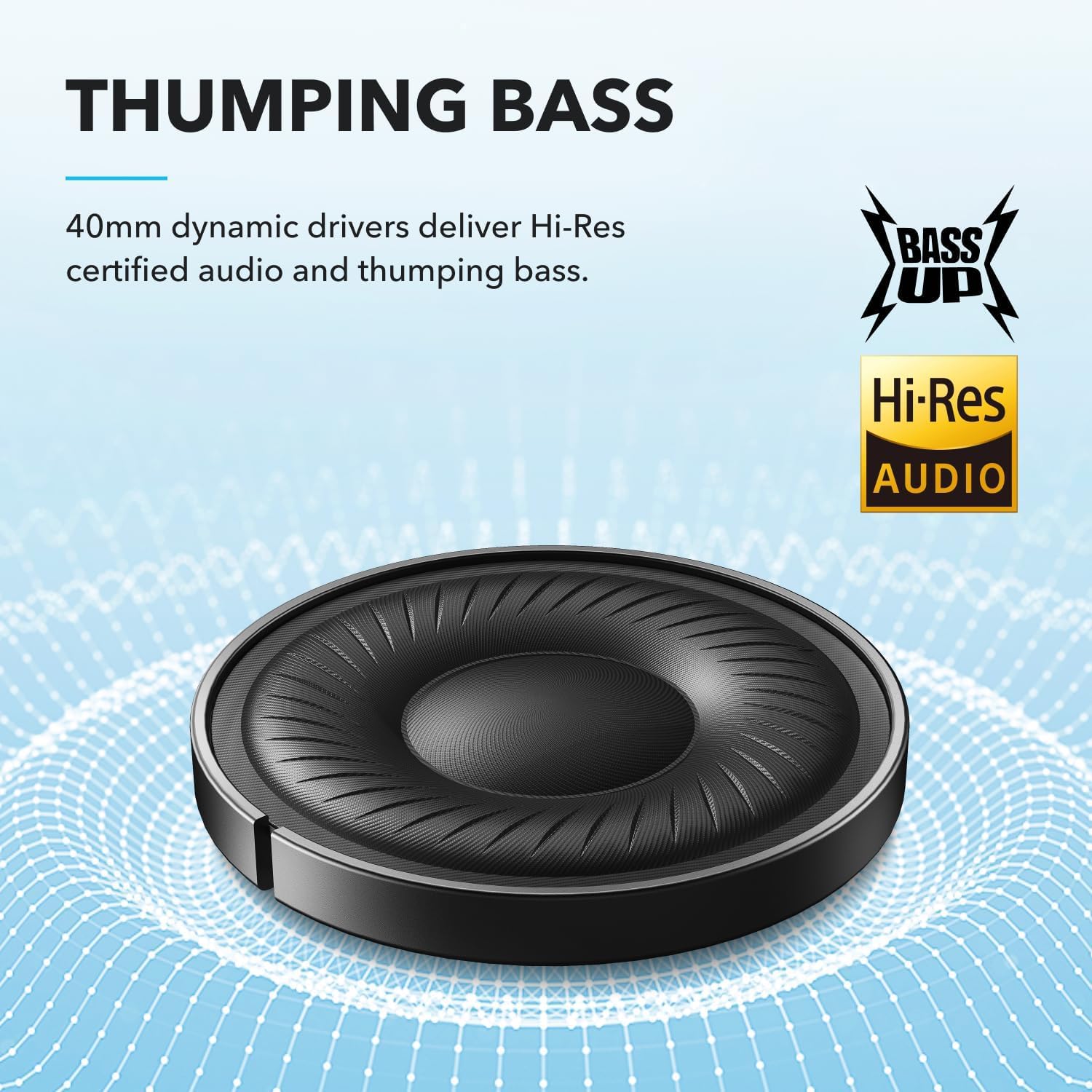 Soundcore by Anker Q20i Auriculares inalámbricos supraaurales con Cancelación Activa de Ruido híbrida, Bluetooth, 40H de reproducción con ANC, Audio Hi-Res, Graves potentes, Personalizables mediante app, Modo Transparencia (Negro) detail image 3