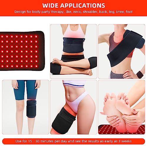 Red Light Therapy Pad for Body Back Knee Shoulder Hands Feet Portable 660nm 850nm Home Use 3 Chips in 1 Infrared Wrap Belt Gift for Women Men (Corded) detail image 9