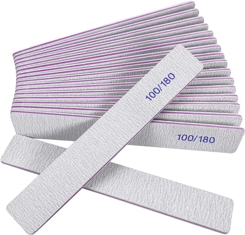 Nail Files (12 Pack), 100/180 Grit Emery Boards Nail File for Natural Nails and Acrylic Nails, Double Sided Emory Boards limas para unas acrilicas Profesional Fingernail Filer Reusable Manicure Gray detail image 8