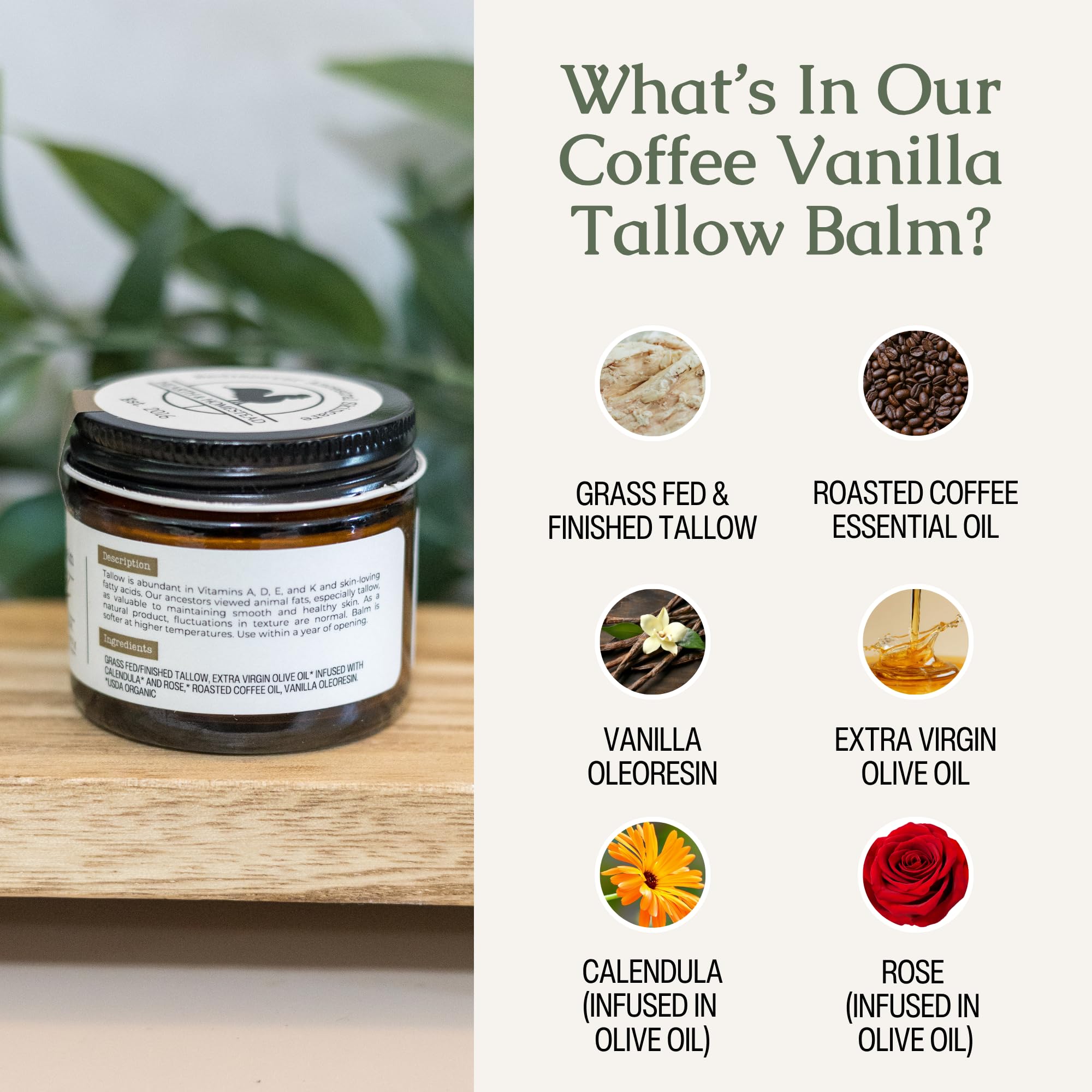 Hearth & Homestead Whipped Beef Tallow for Skin & Face, Coffee Vanilla, 1. 3 oz detail image 9