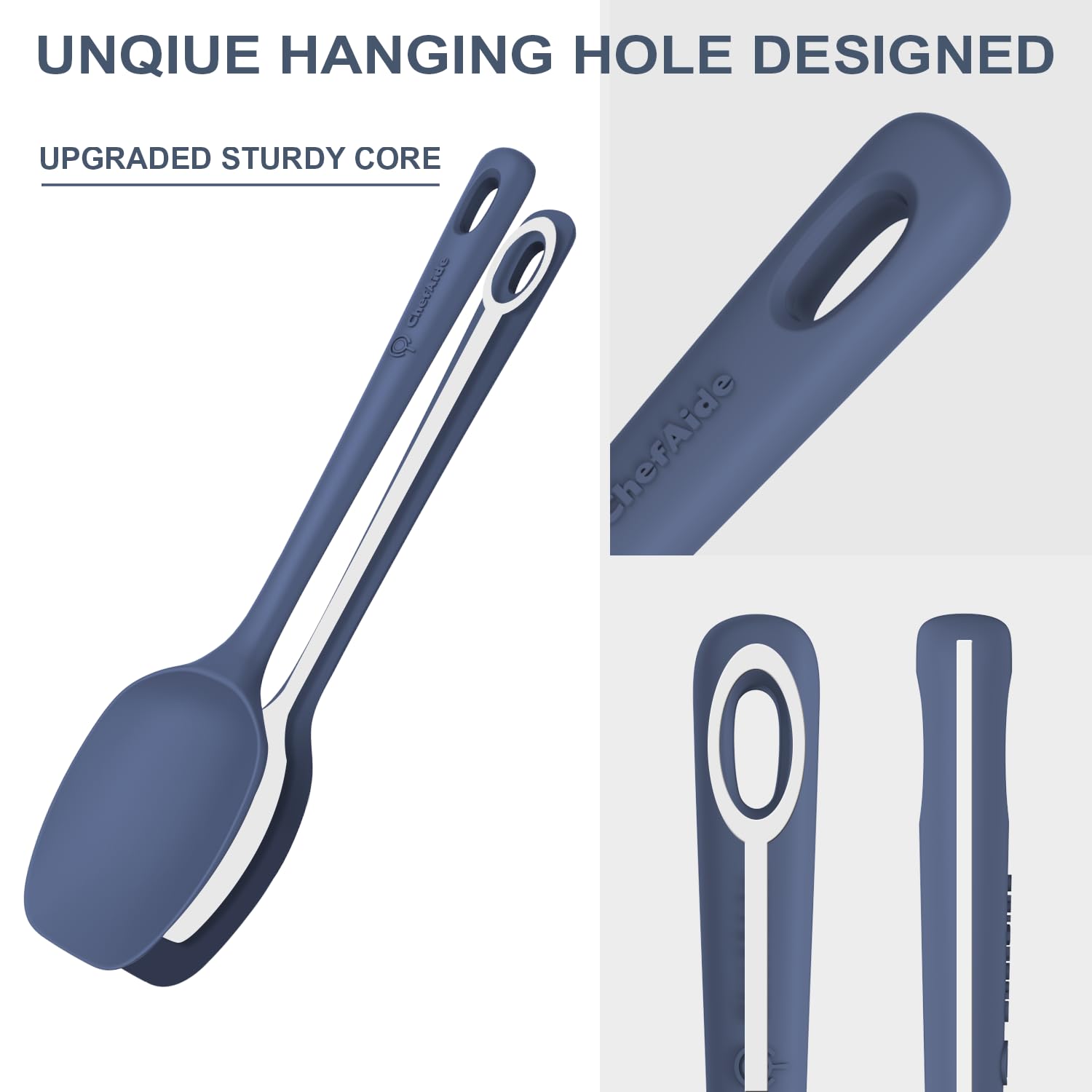 ChefAide 5-Piece 100% Food-Grade Silicone Spatula Set with Ergonomic Handles, Heat Resistant to 600°F — Safe for Nonstick Cookware detail image 3
