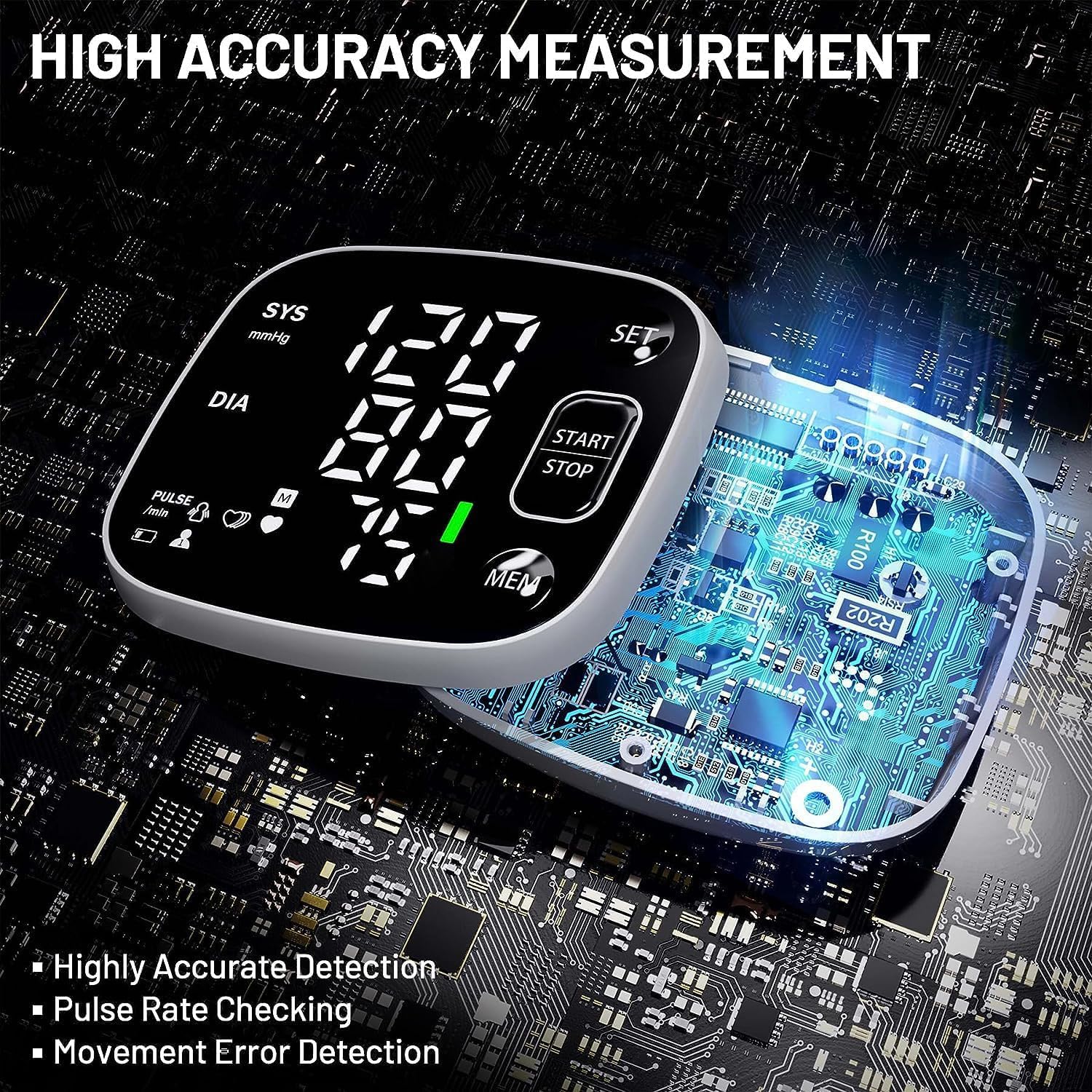 Oklar Wrist Blood Pressure Monitor, FDA Cleared Rechargeable with Adjustable Cuff (4. 92–8. 46 in), 240-Reading Memory for 2 Users, Voice Broadcast, Storage Case Included detail image 2