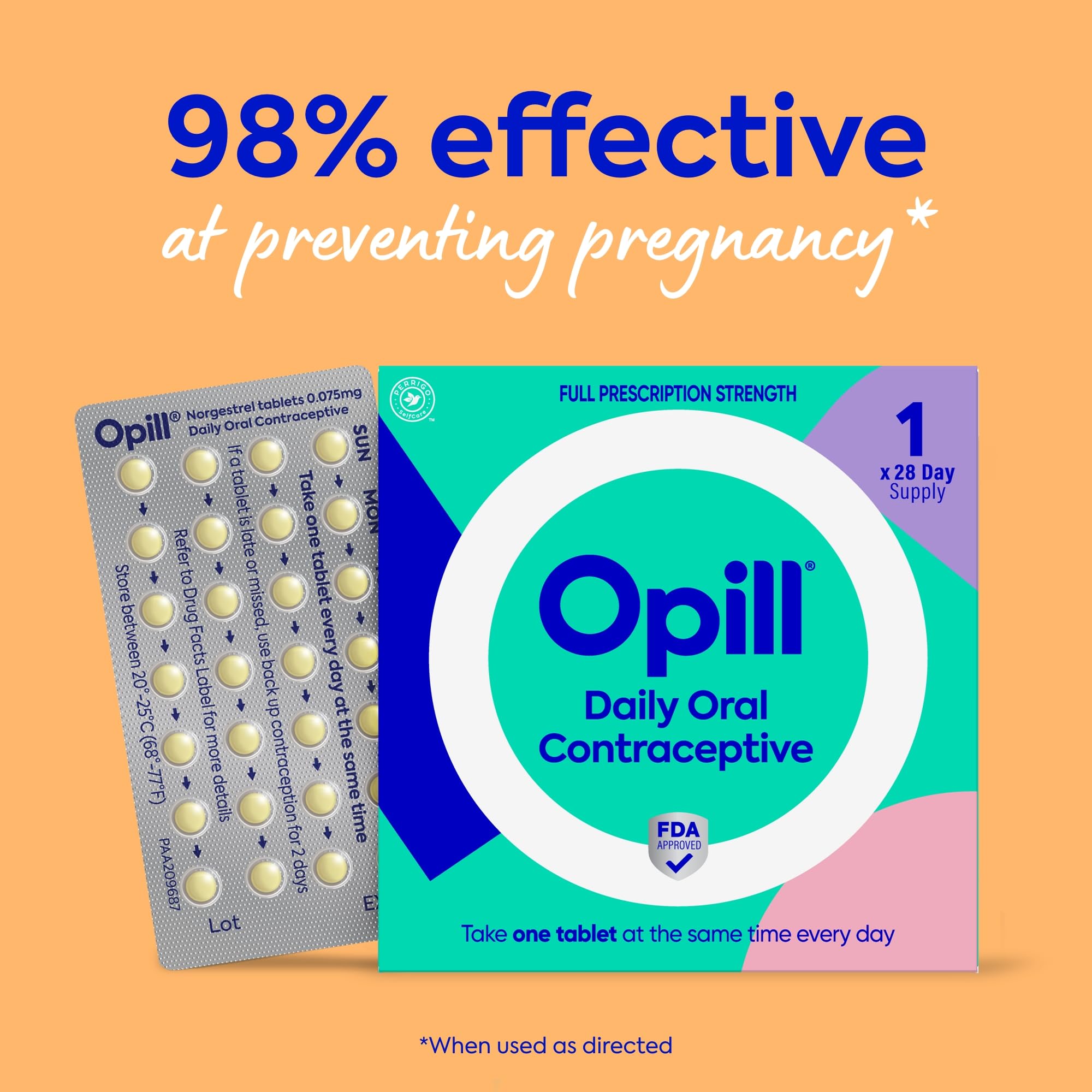 Opill, Daily Birth Control Pills, Over-the-Counter Progestin-Only Oral Contraceptive, FDA-Approved & Estrogen-Free, 28 Count detail image 2