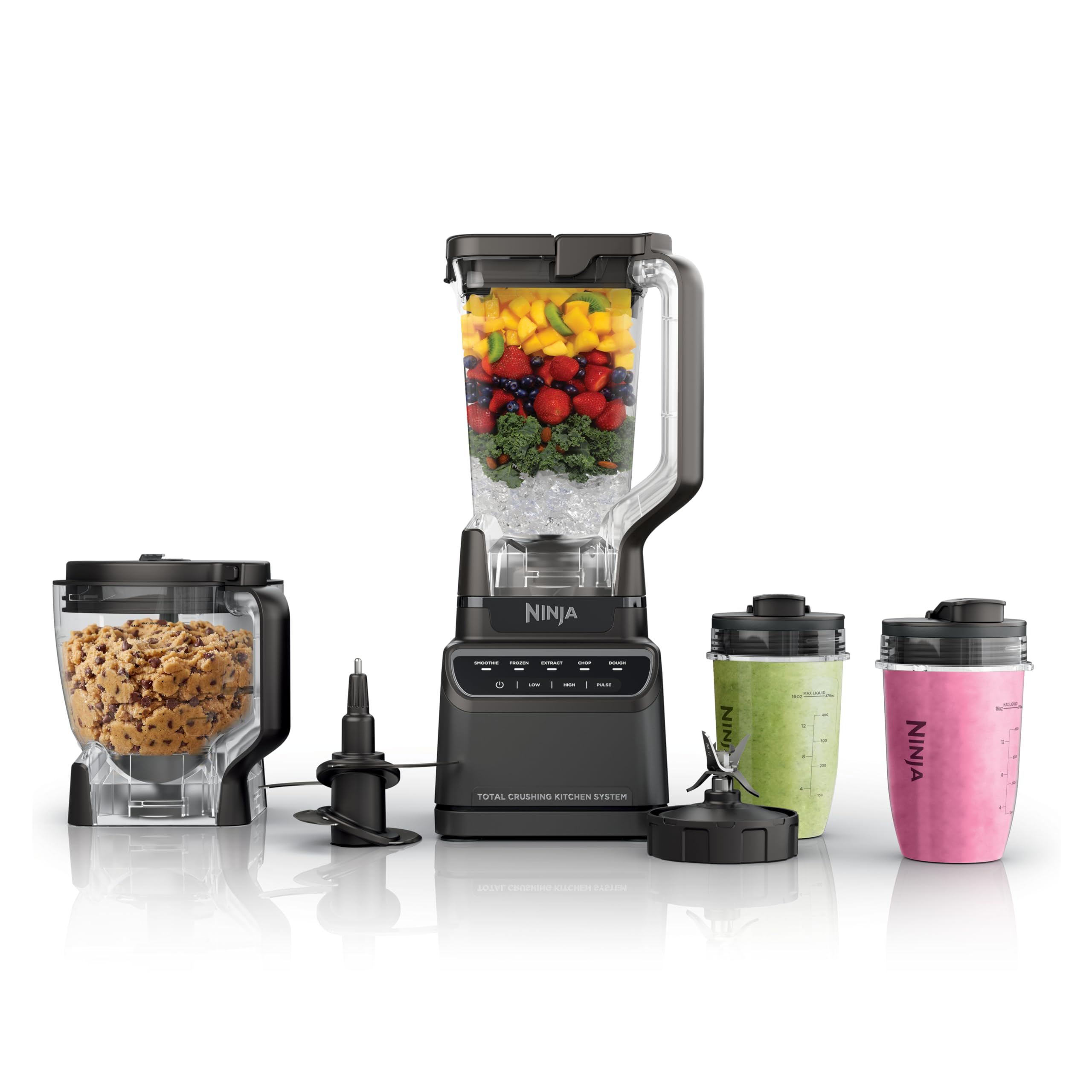 Sistema de Cocina Ninja | Todo en Uno para Batidos, Bebidas Congeladas, Picadora de Verduras y Más | Con Jarra de Tamaño Completo, Bol de Procesador de Alimentos de 8 Tazas, (2) Vasos de 18 oz, | 1200 W | Gris Oscuro | BR601AMZ detail image 1