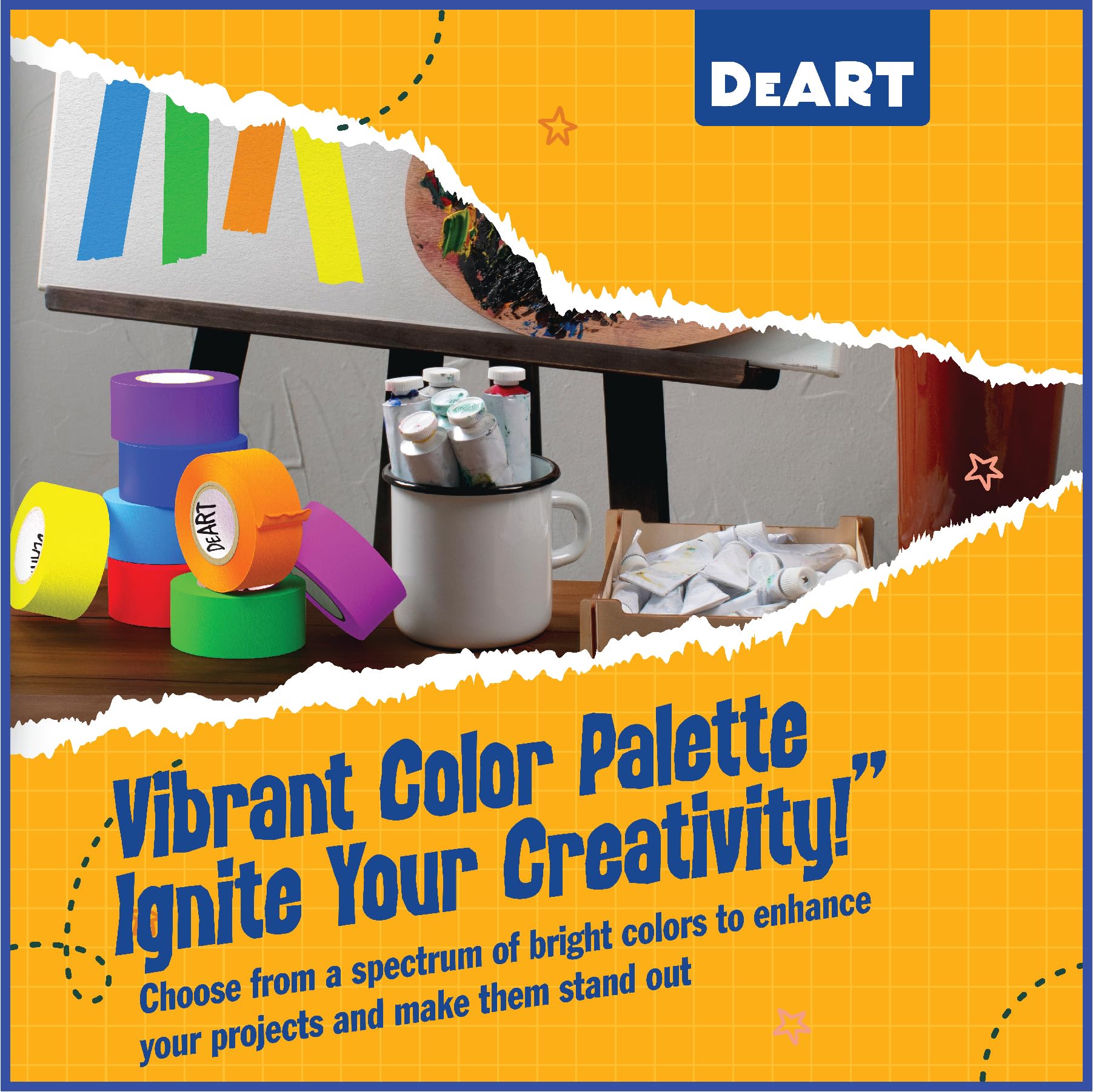 DEART 8X Colored Masking Tape, 33 Ft x 1 inch Colored Painters Tape for Arts & Crafts Labeling or Coding, Craft Supplies Color Tape Rolls, Colorful Masking Craft Tape, Lab Tape detail image 4
