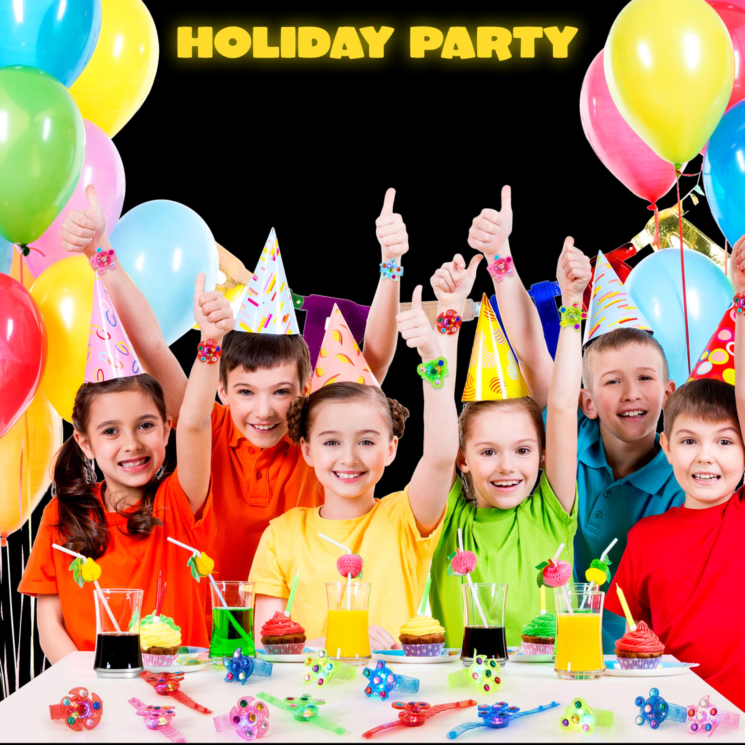 JOYIN 24-Pack LED Spinning Light Bracelets — Glow Stress-Relief Party Favors, Kids’ Trick-or-Treat & Birthday Bag Fillers detail image 7