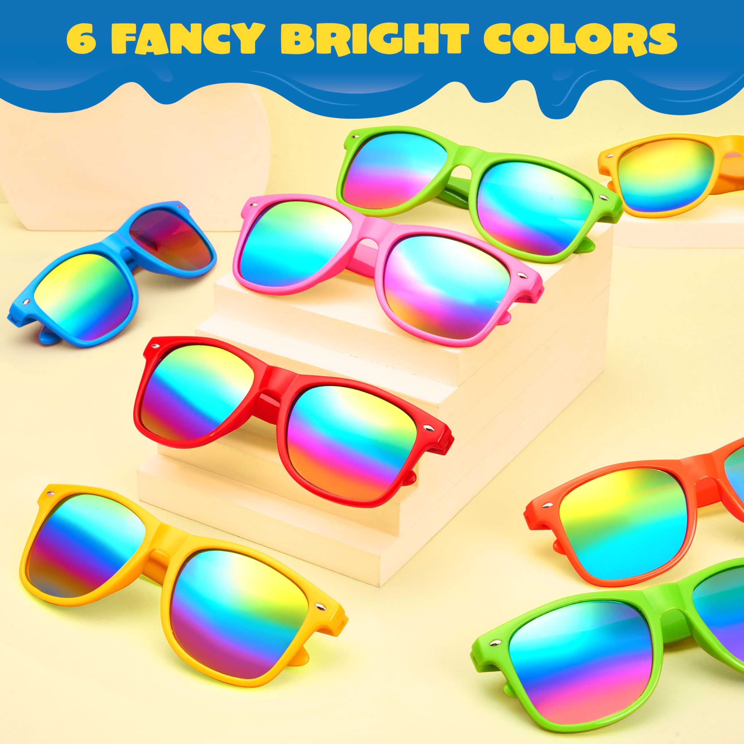 JOYIN Kids Sunglasses, Pack of 12, Multicolor Fluorescent, UV Protection, Party Favors detail image 4
