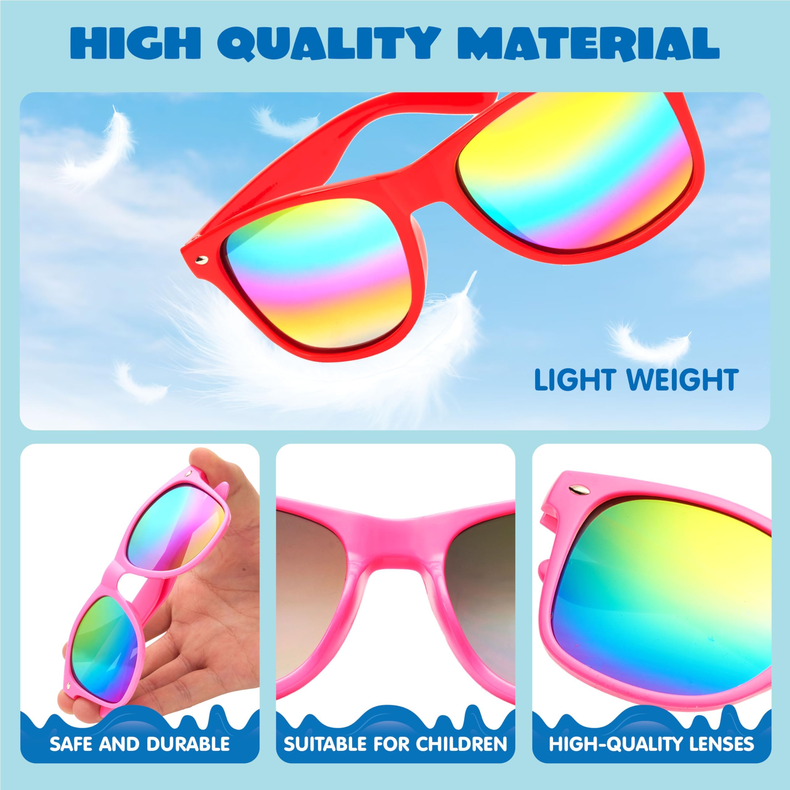 JOYIN Kids Sunglasses, Pack of 12, Multicolor Fluorescent, UV Protection, Party Favors detail image 3