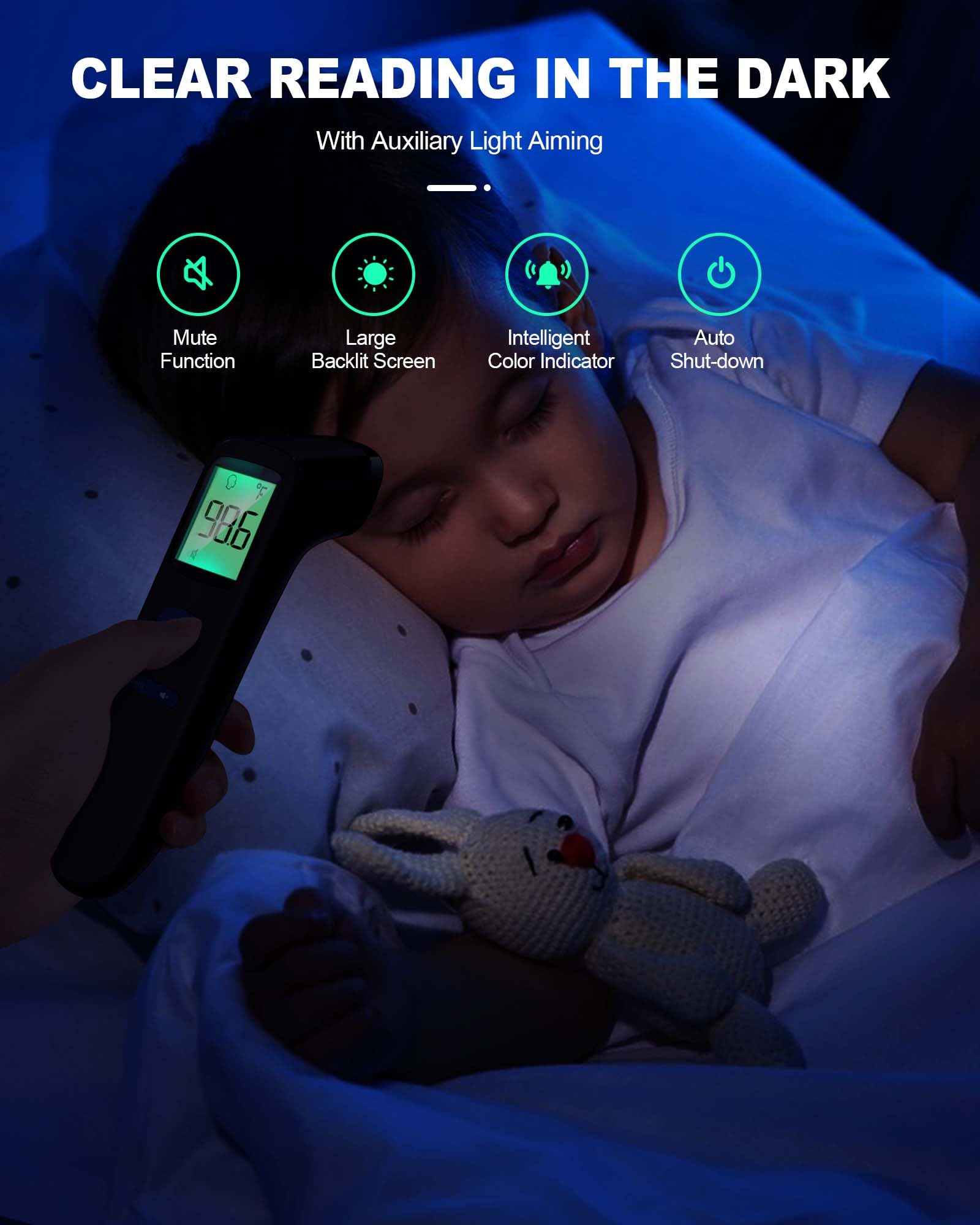 No-Touch Forehead Thermometer for Adults, Infrared Digital Baby Thermometer for Kids, Accurate Reading with Large Display, Mute Mode, Memory Recall, Fever Alarm detail image 6