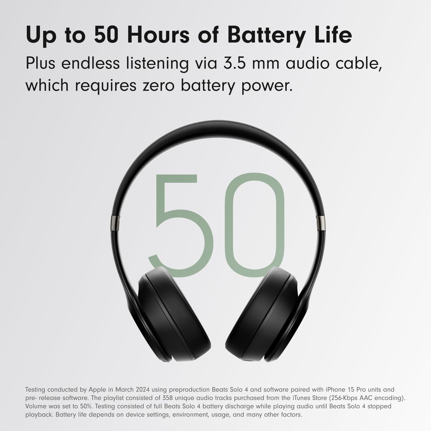 Beats Solo 4 - Auriculares inalámbricos on-ear Bluetooth, hasta 50 horas de batería, ultraligeros y cómodos, sonido potente y equilibrado, compatibles con Apple y Android - Negro mate detail image 5