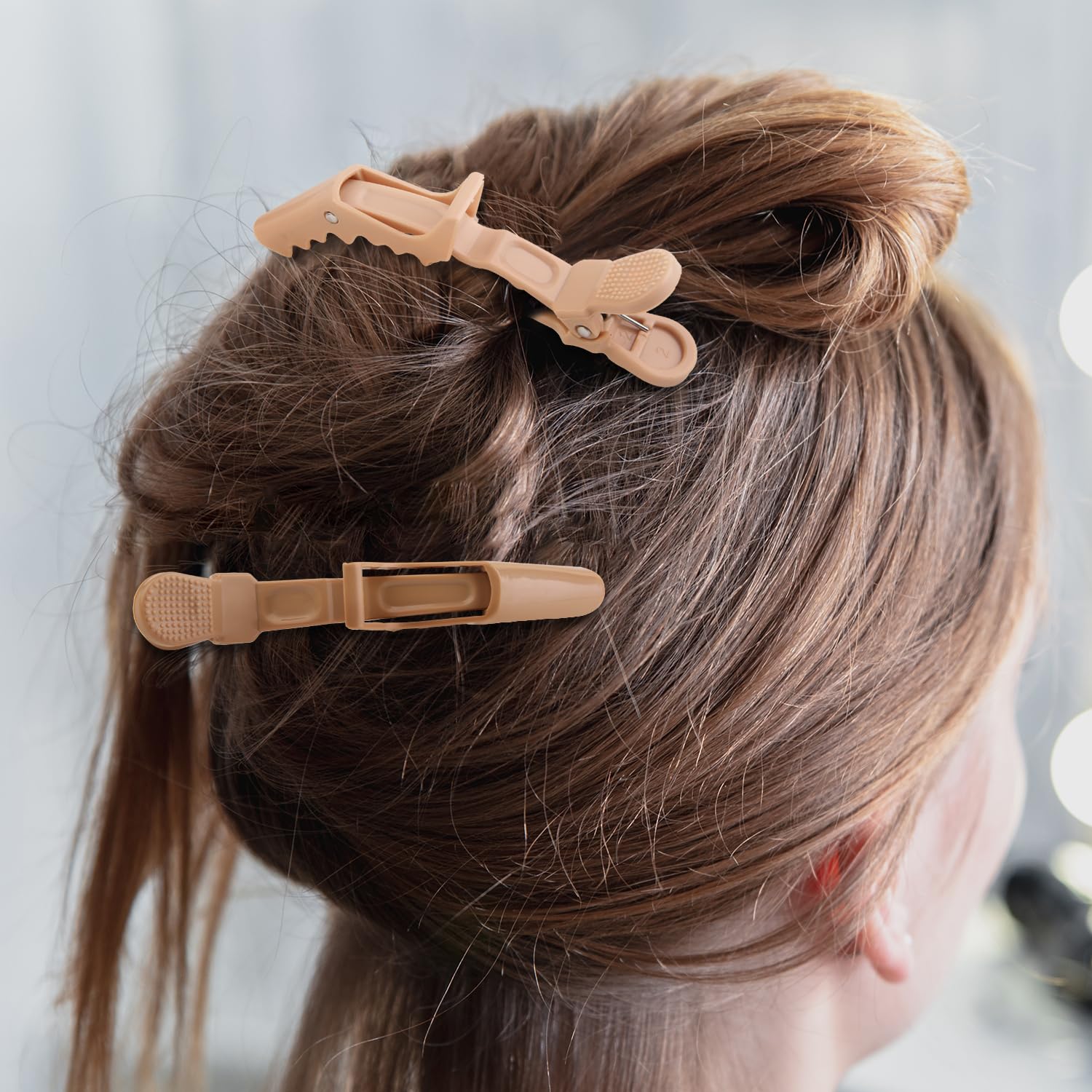HH&LL Professional Alligator Hair Clips, 10 Pack Large Styling Sectioning Clips in Neutral Earth Tones, Non-Slip Double-Hinged Design Barber Clips for Thick Hair, Coloring & Cutting - Smooth Finish detail image 2