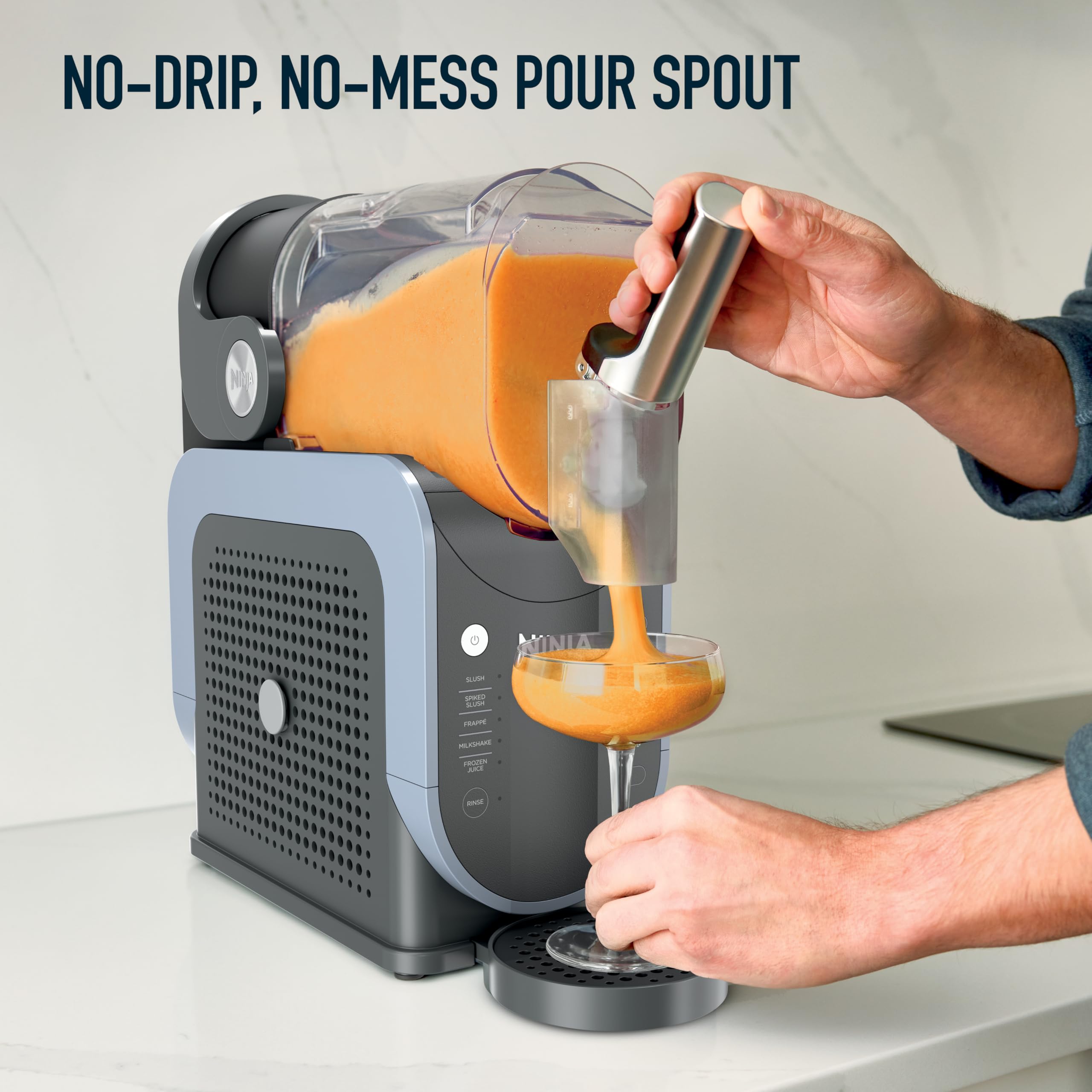 Ninja Slushi Frozen Drink and Slushie Machine, Rapid Chill Technology, 88 Oz Easy Fill Vessel, Dishwasher Safe Parts, Black, 1 Count | Rapidchill Technology, No Ice Needed, 88-Oz Easy-Fill Vessel with Anti-Drip Spout, 5 Preset Programs, Spiked Slush, Frappé detail image 4
