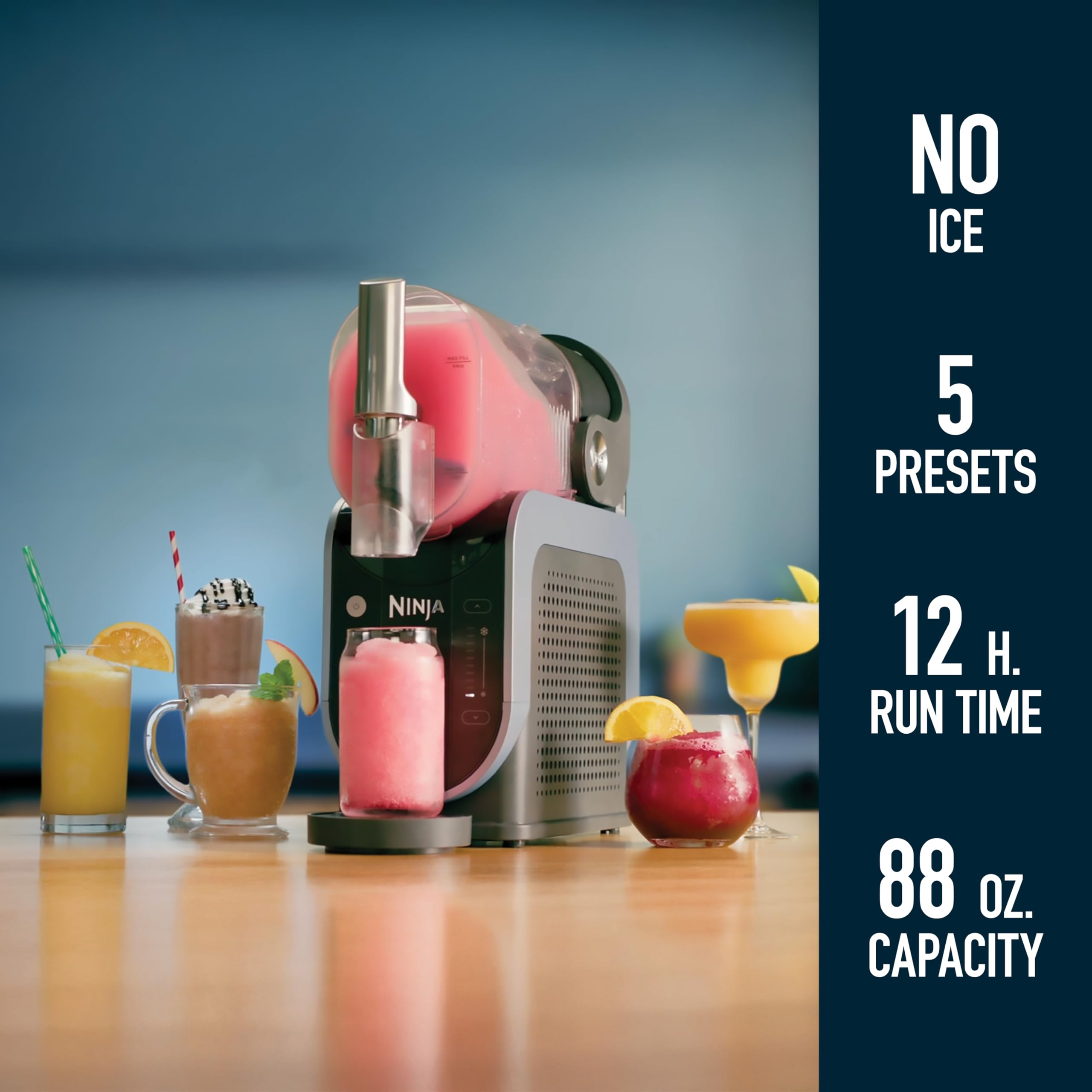 Ninja Slushi Frozen Drink and Slushie Machine, Rapid Chill Technology, 88 Oz Easy Fill Vessel, Dishwasher Safe Parts, Black, 1 Count | Rapidchill Technology, No Ice Needed, 88-Oz Easy-Fill Vessel with Anti-Drip Spout, 5 Preset Programs, Spiked Slush, Frappé detail image 2