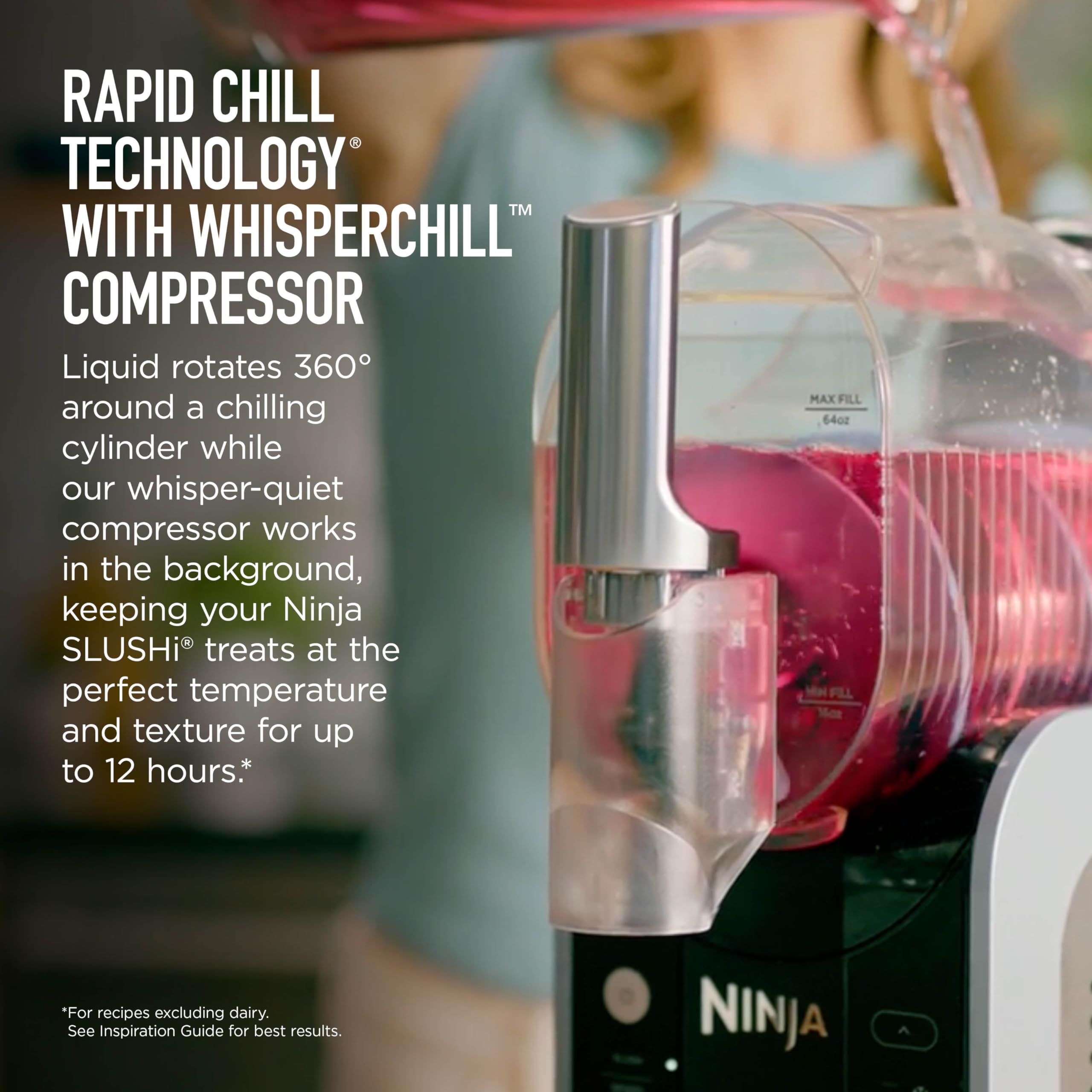 Ninja Slushi Frozen Drink and Slushie Machine, Rapid Chill Technology, 88 Oz Easy Fill Vessel, Dishwasher Safe Parts, Black, 1 Count | Rapidchill Technology, No Ice Needed, 88-Oz Easy-Fill Vessel with Anti-Drip Spout, 5 Preset Programs, Spiked Slush, Frappé detail image 6